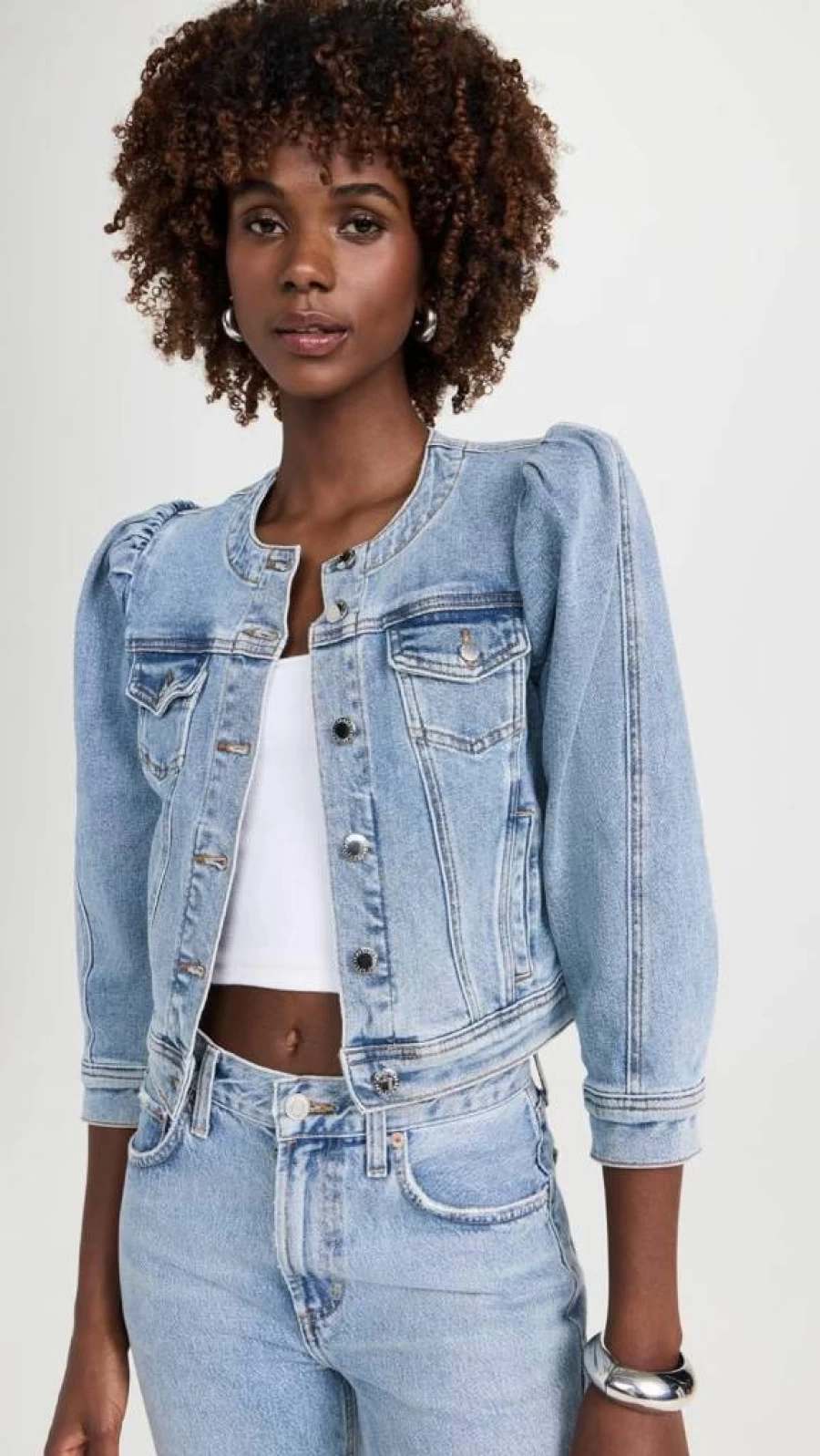 Retrofete Women's Tasha Denim Jacket - Vintage Style Distressed Denim Jacket for Women