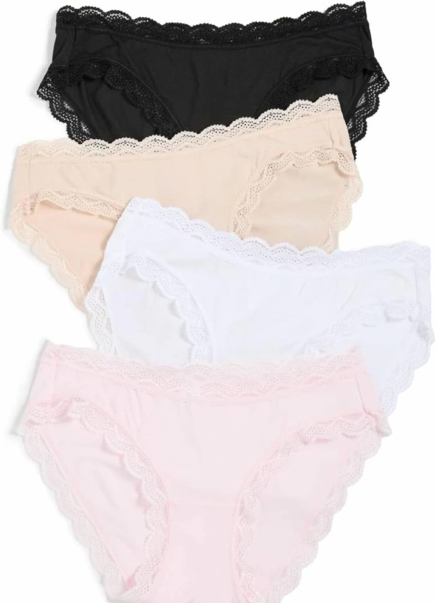 Stripe & Stare Women's Cotton Sand Knickers 4-Pack - Comfortable Everyday Essentials Underwear