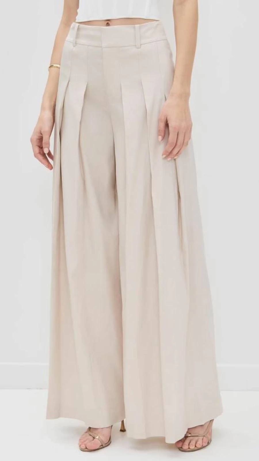 Alice + Olivia Women's Simon Pleated Wide Leg Trousers - Classic High Waist Palazzo Pants