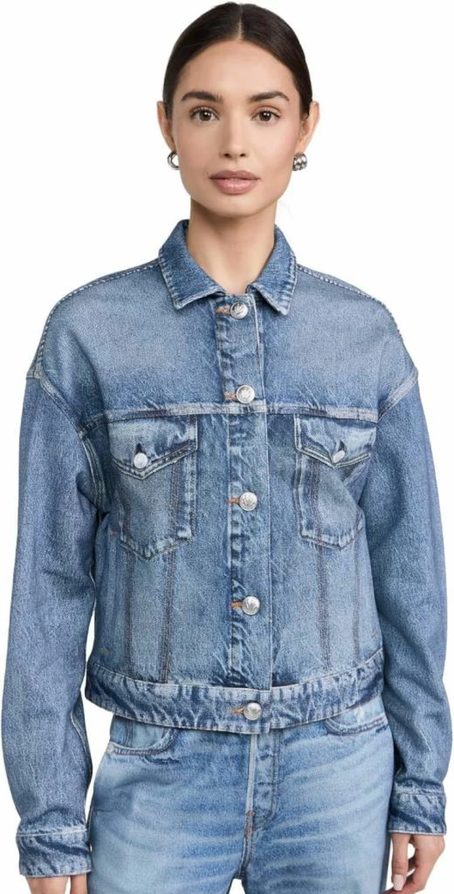 Rag & Bone Women's Miramar Denim Jacket - Distressed Trucker Style for Casual Wear
