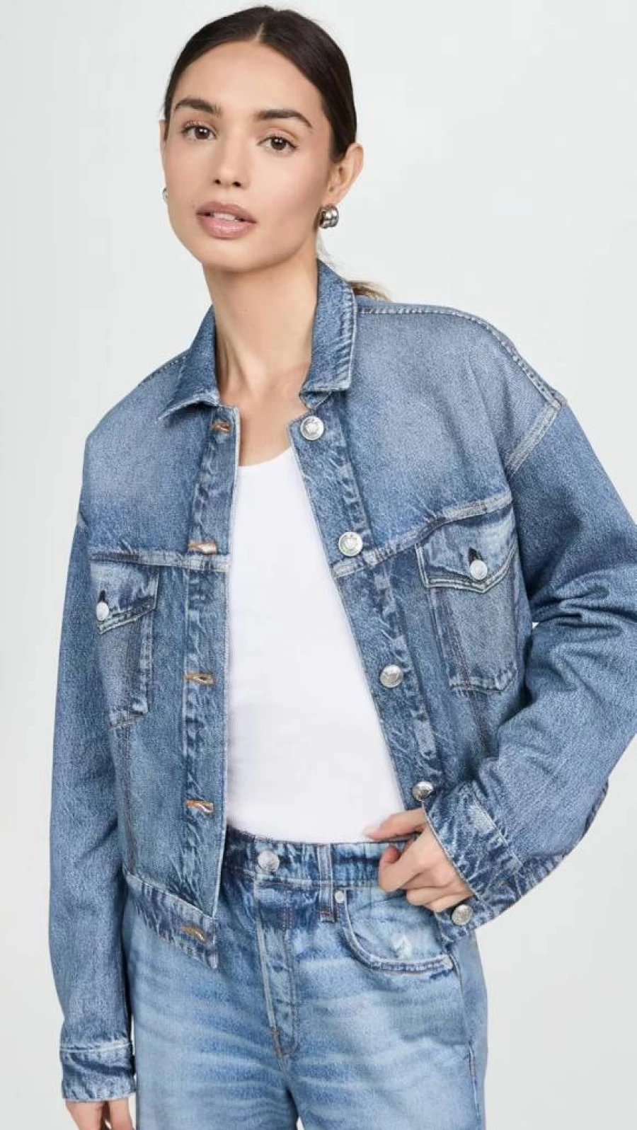 Rag & Bone Women's Miramar Denim Jacket - Distressed Trucker Style for Casual Wear