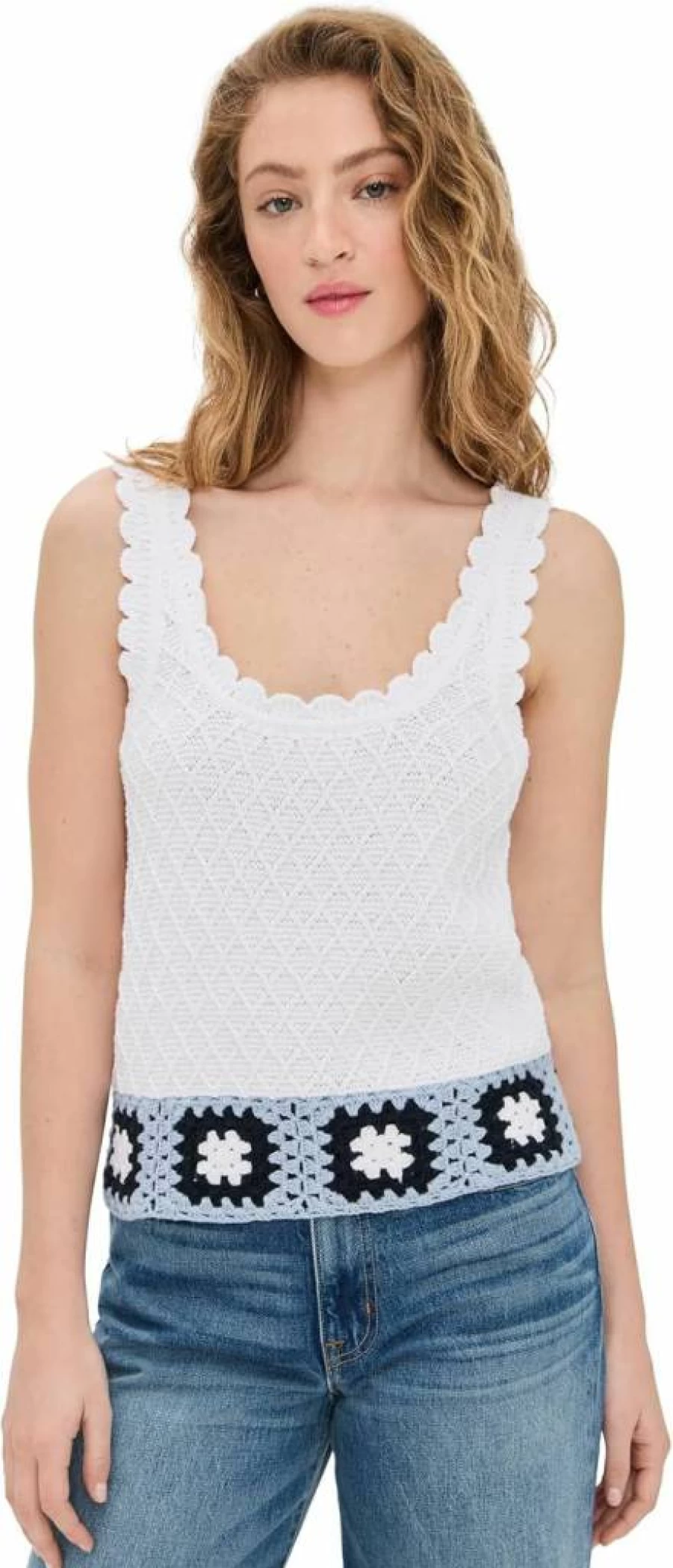 Splendid Women's Sonia Crochet Sweater Tank Top – Boho Lace Knit Summer Beachwear