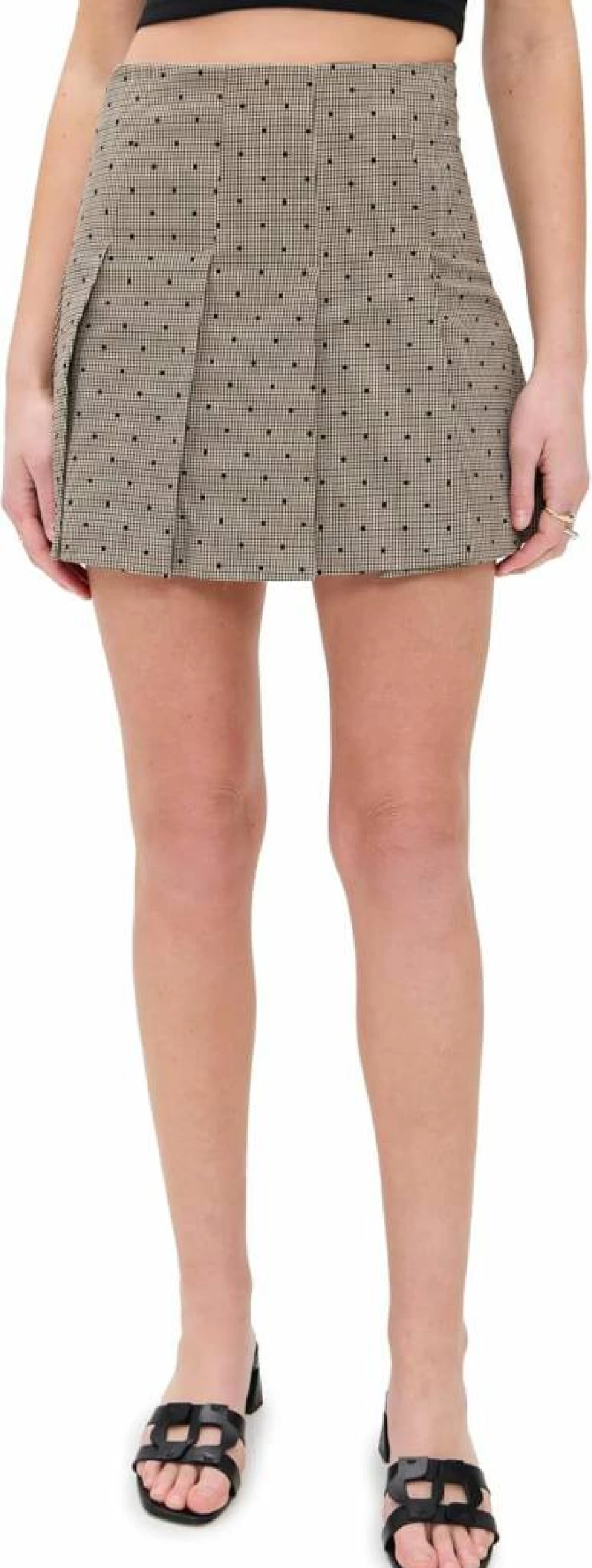Ganni Women's Checkered Flocked Mini Skirt - Plaid Textured Suiting Short Skirt