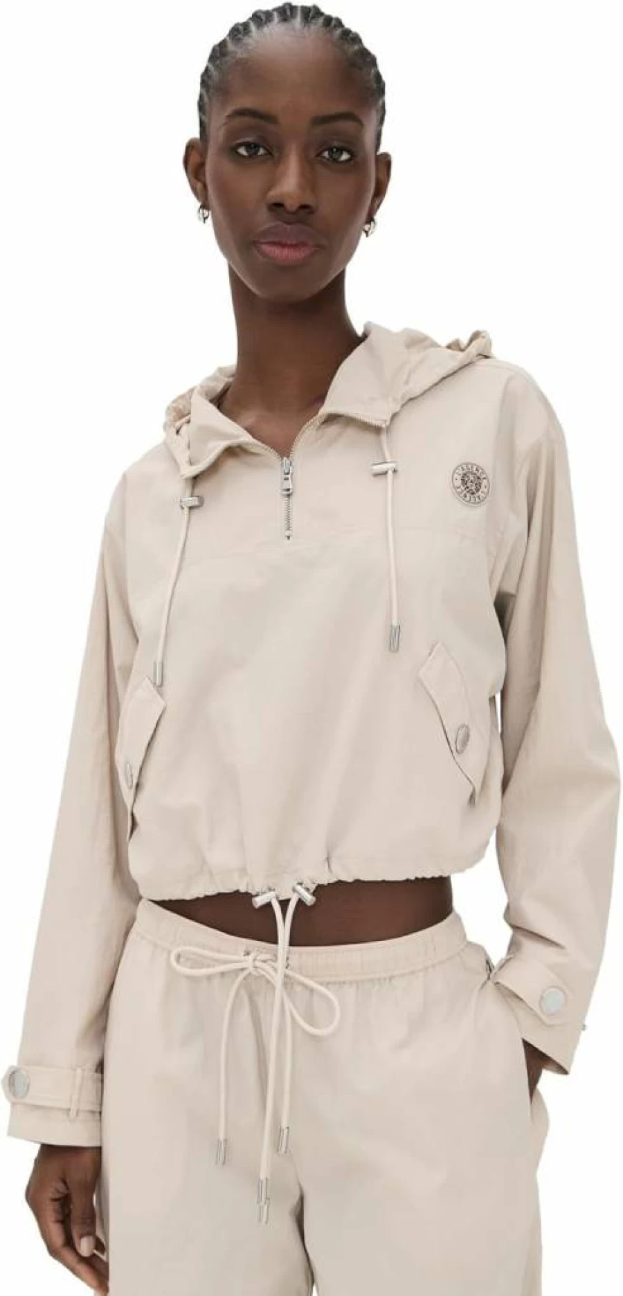 L'AGENCE Women's Bronwyn Crop Windbreaker Jacket - Lightweight Water-Resistant Outerwear