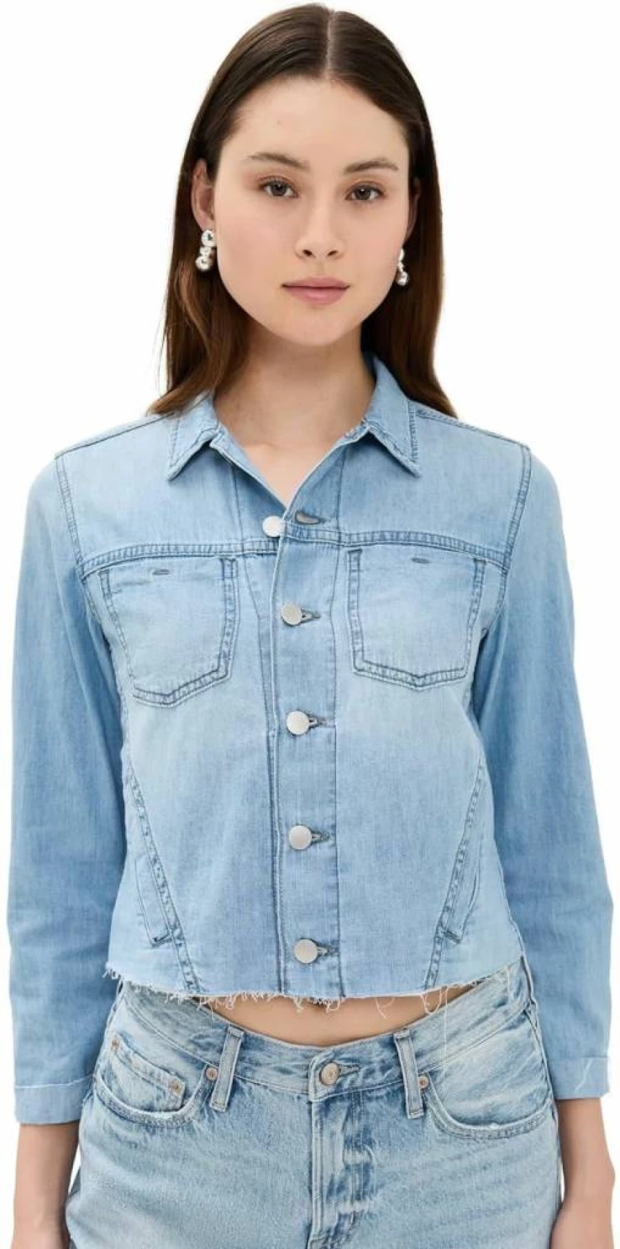 L'AGENCE Women's Janelle Slim Fit Raw Denim Jacket
