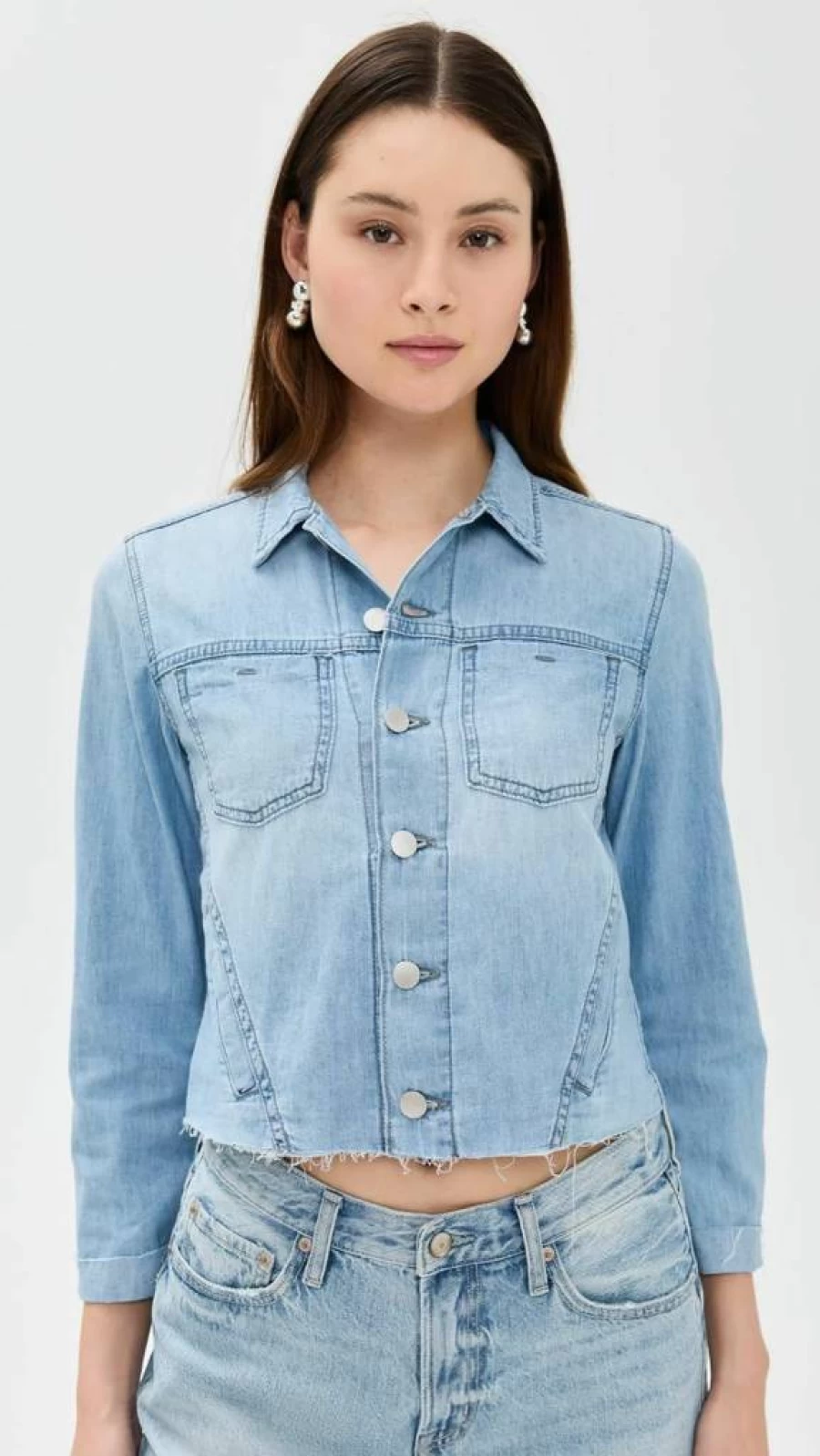 L'AGENCE Women's Janelle Slim Fit Raw Denim Jacket