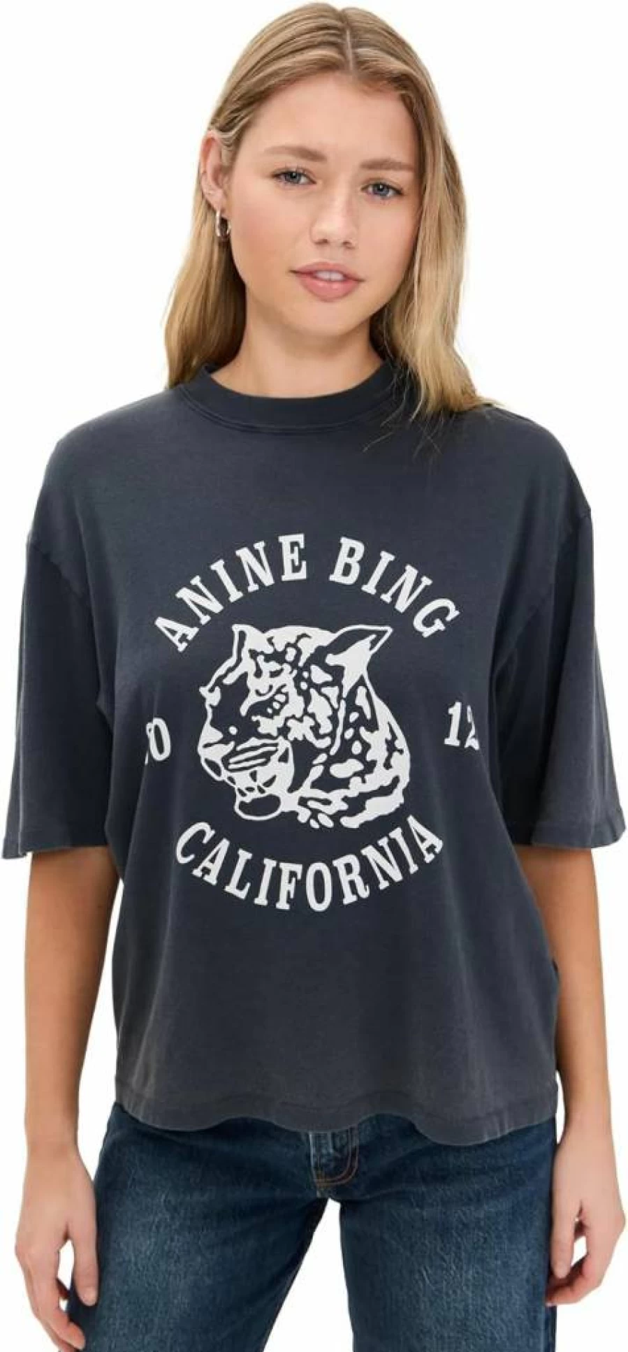 ANINE BING Women's Leopard Print Collegiate Aviator T-Shirt