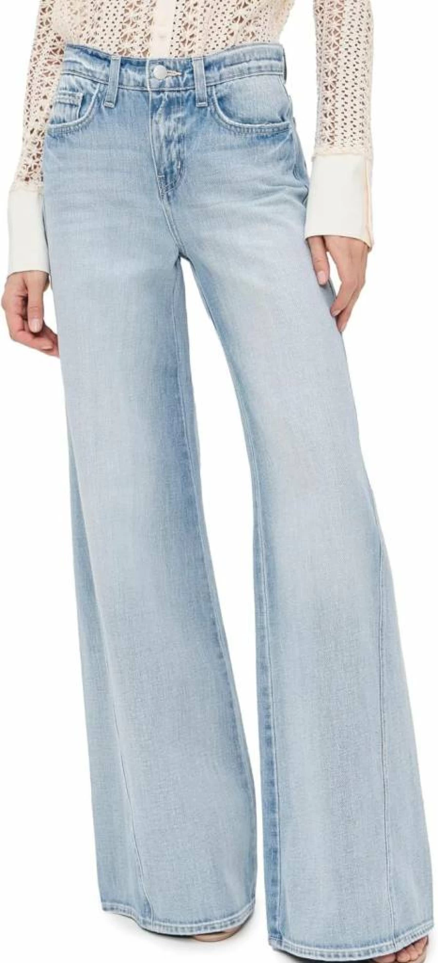 L'AGENCE Women's Beau Wide Leg Jeans - High Waist T-Seam Denim Pants