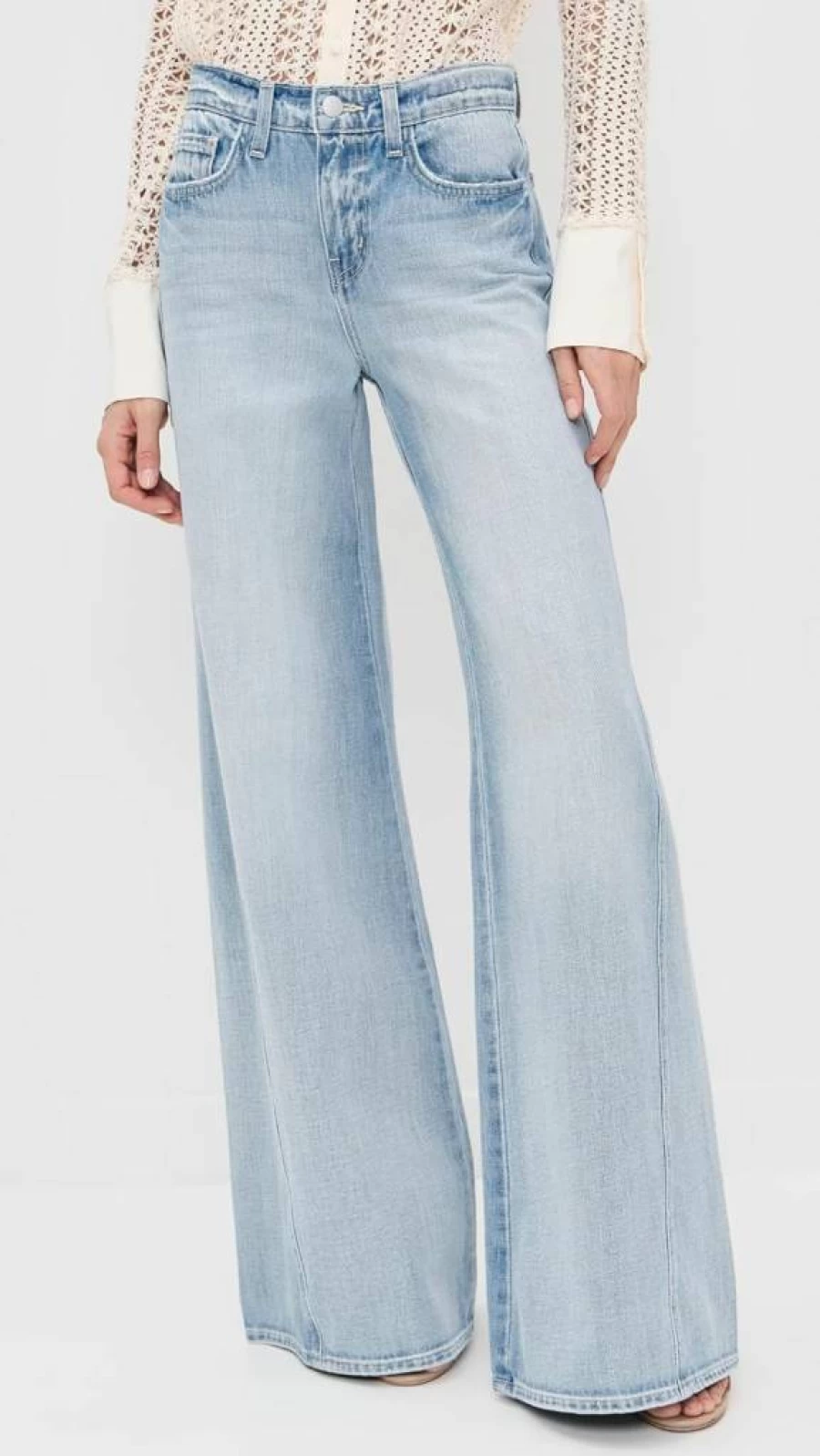 L'AGENCE Women's Beau Wide Leg Jeans - High Waist T-Seam Denim Pants