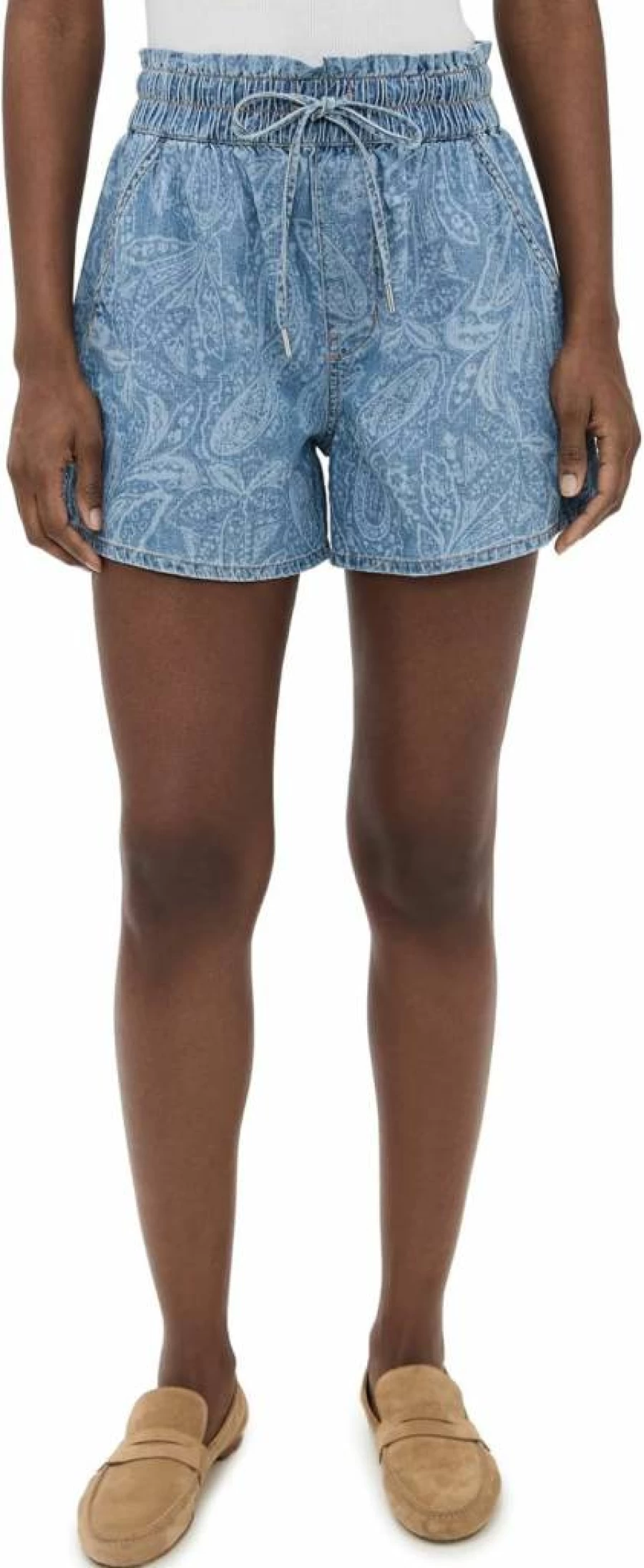 R13 Women's High-Waisted Denim Shorts with Front and Back Pockets - Distressed Vintage Style