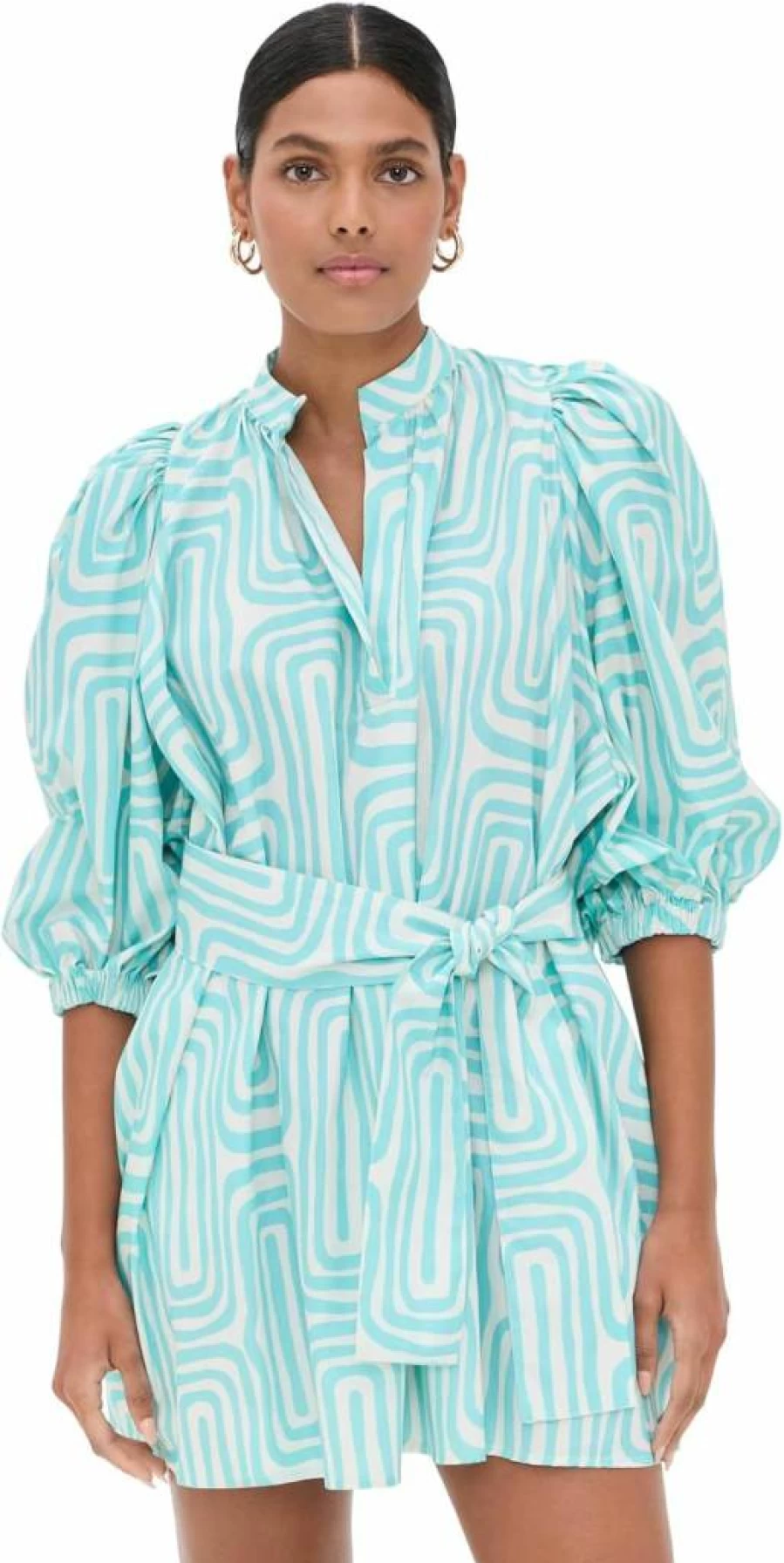 SUNDRESS Women's Inaya Summer Flowy Boho Maxi Dress with V-Neck and Long Sleeves
