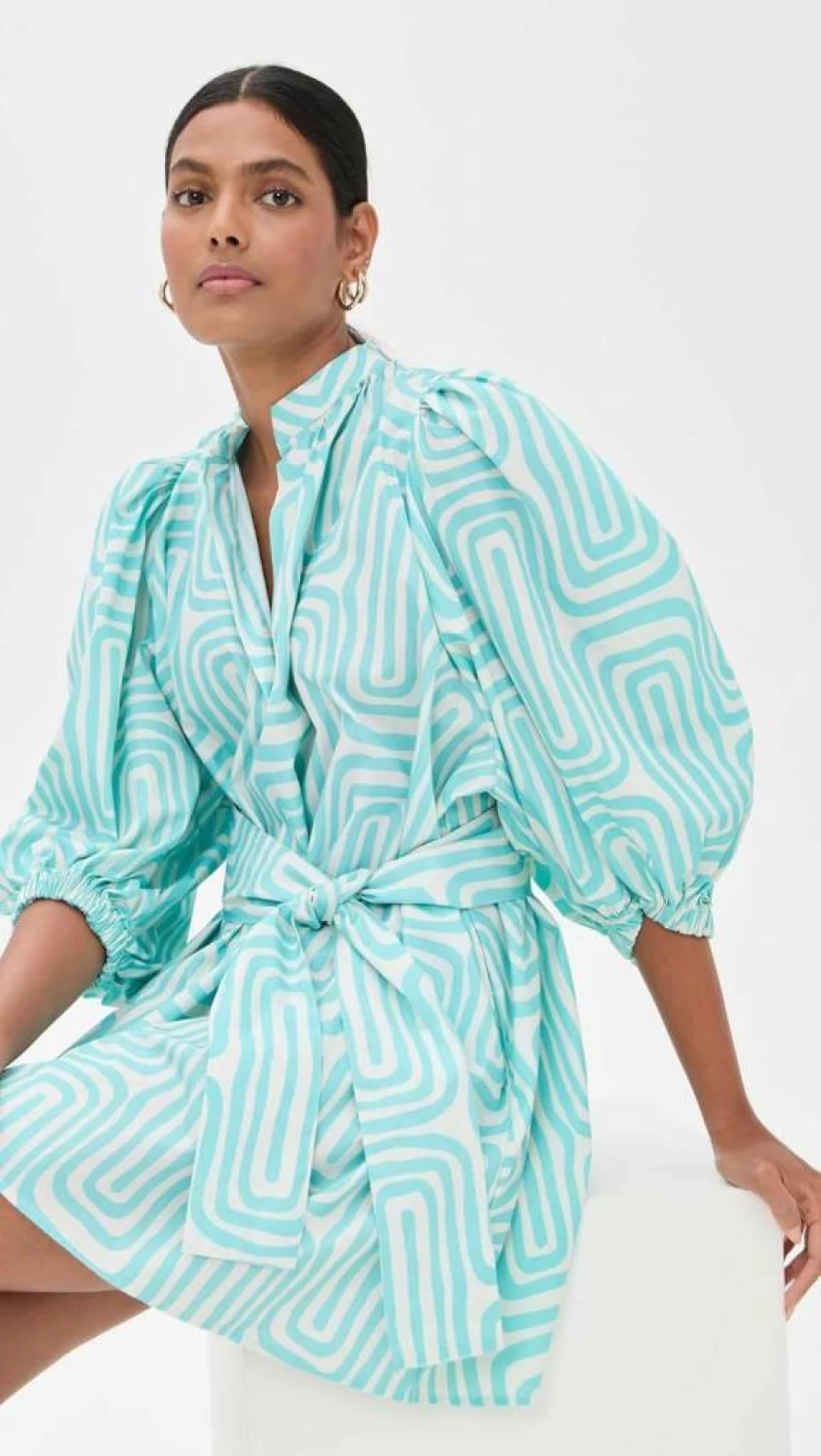 SUNDRESS Women's Inaya Summer Flowy Boho Maxi Dress with V-Neck and Long Sleeves