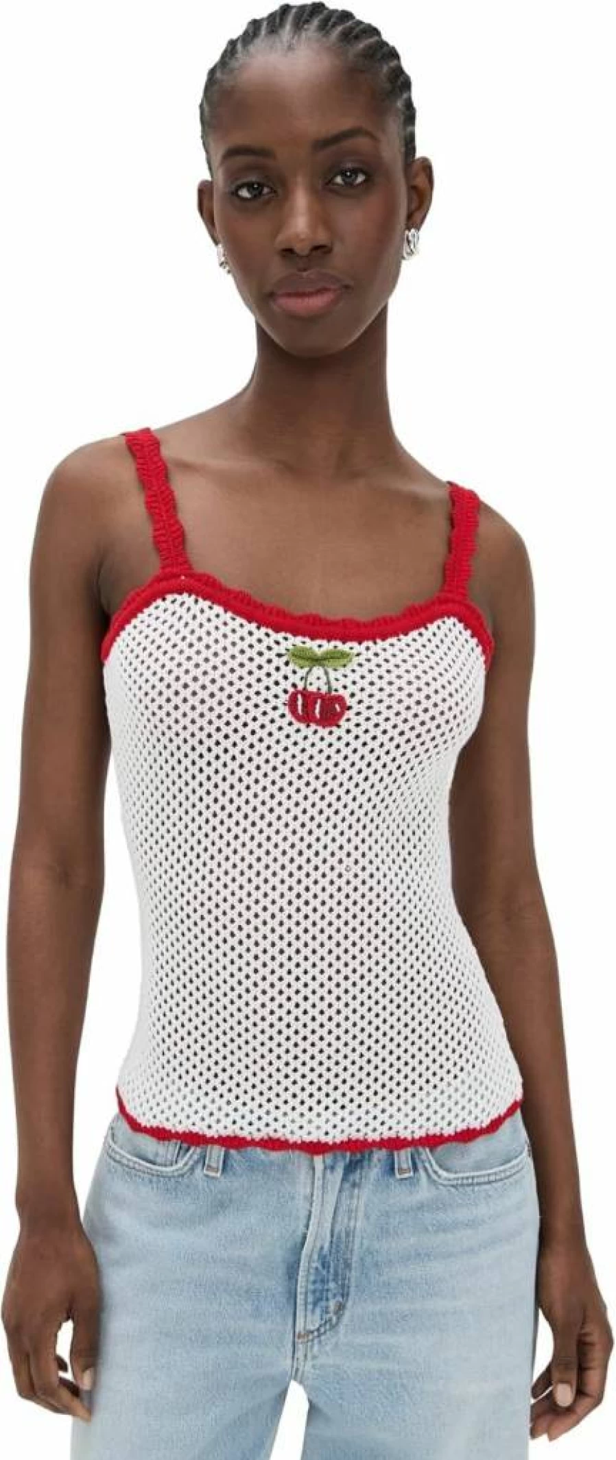 WAYF Women's Marcie Embroidered Camisole Top - Floral Lace Summer Tank