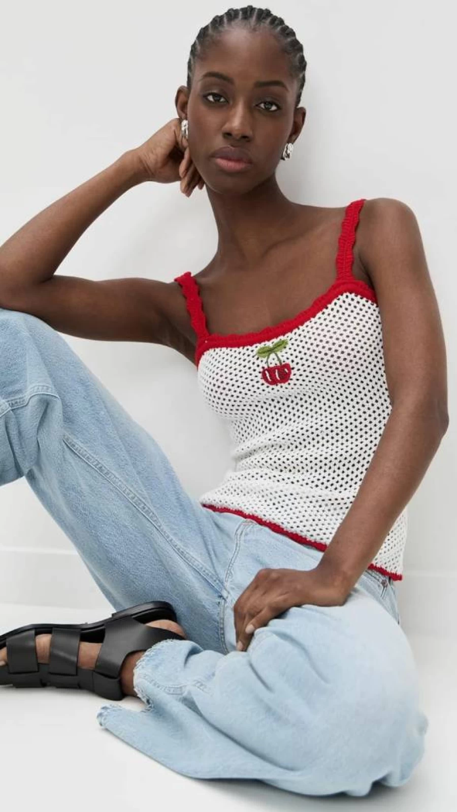 WAYF Women's Marcie Embroidered Camisole Top - Floral Lace Summer Tank