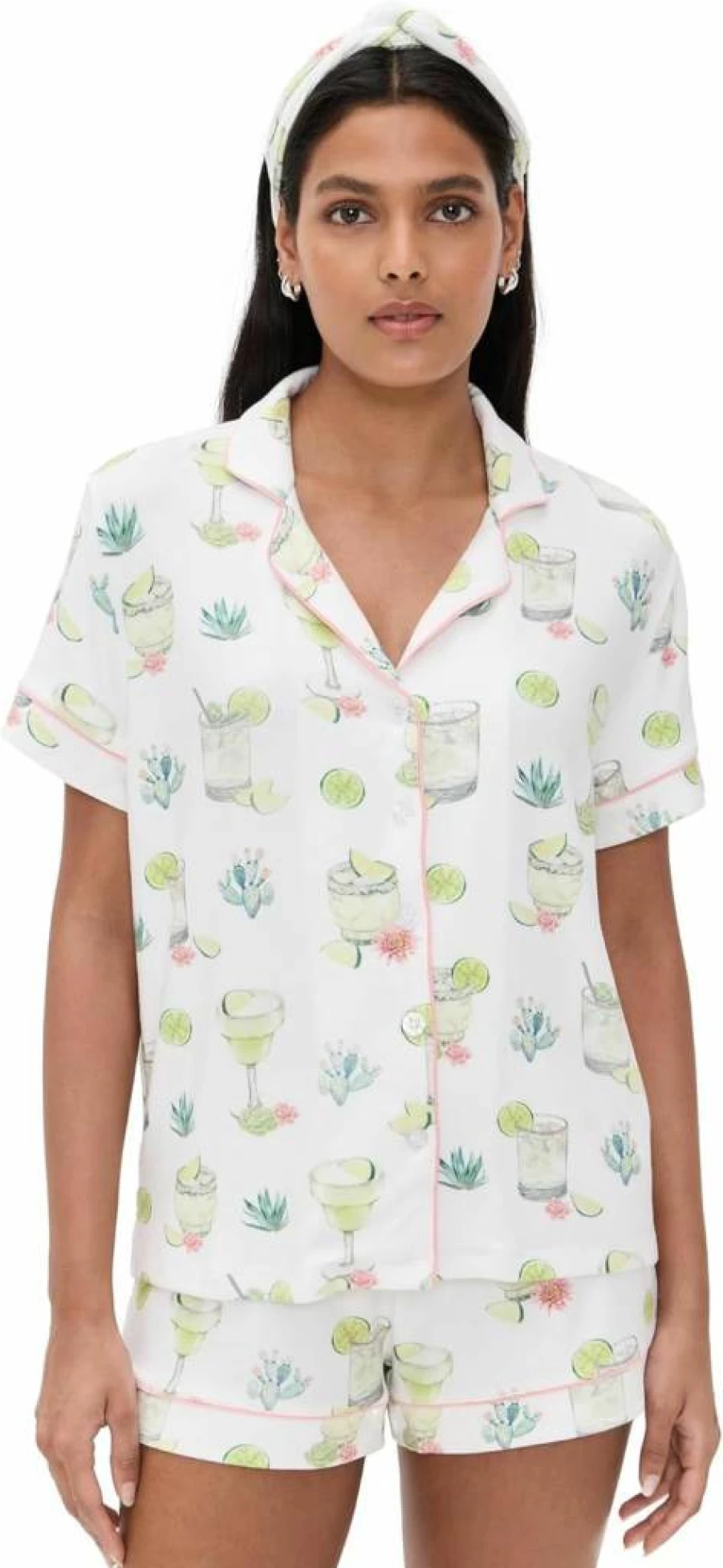PJ Salvage Women's Limes & Sunshine Pajama Set with Headband - Soft Sleepwear for Women