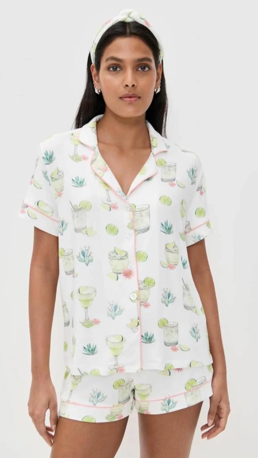 PJ Salvage Women's Limes & Sunshine Pajama Set with Headband - Soft Sleepwear for Women