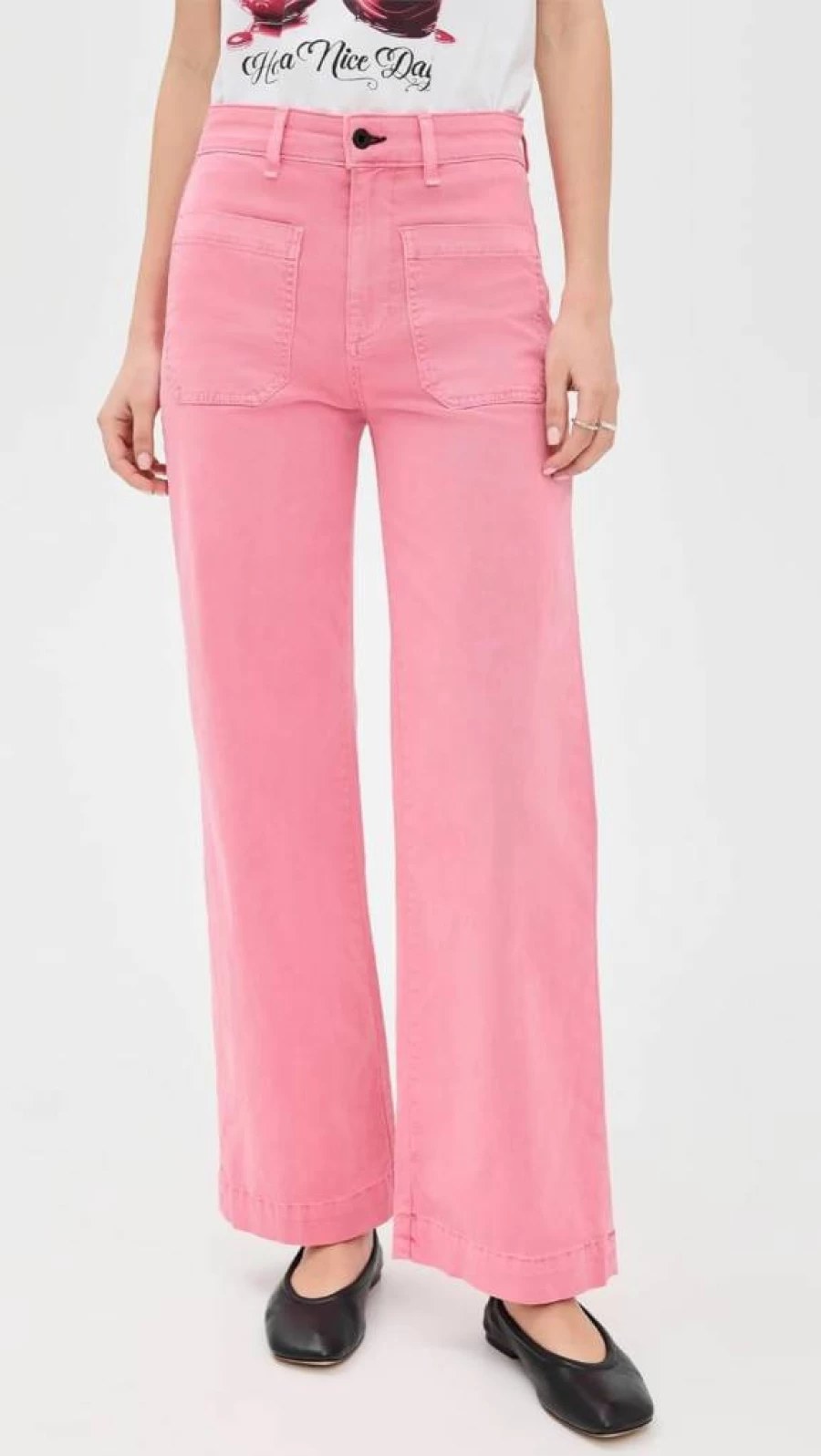 ASKK NY Women's High-Waisted Sailor Twill Pants - Classic Navy Casual Trousers for Women