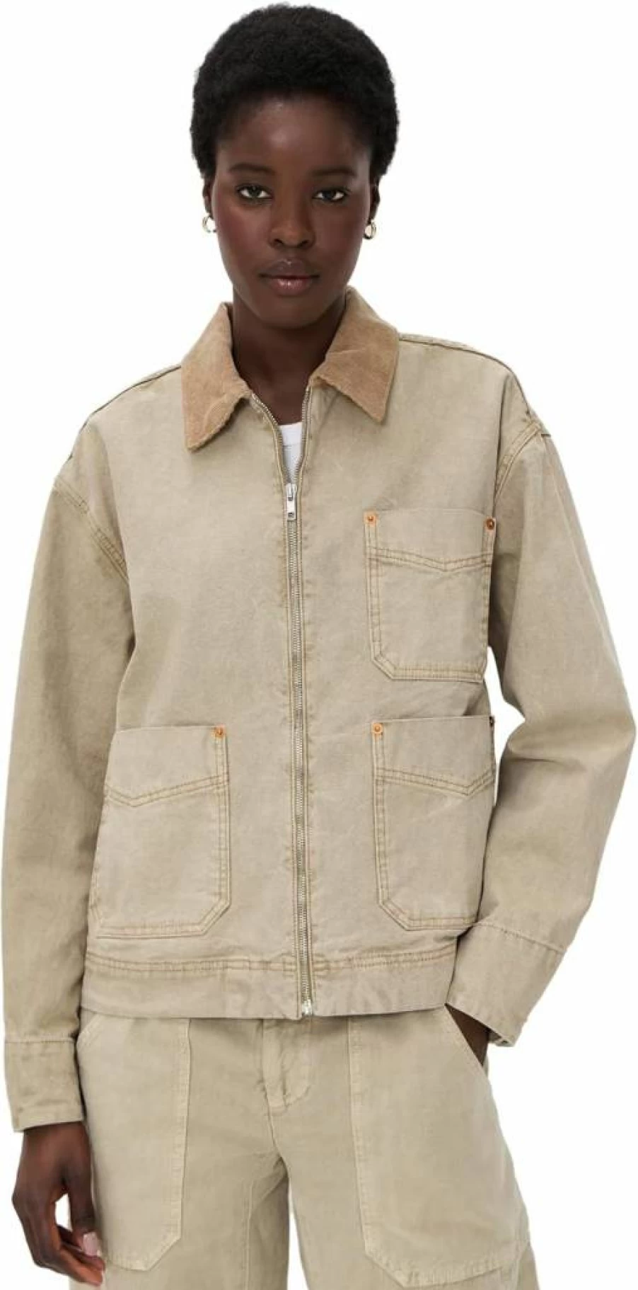 SLVRLAKE Women's Casey Square Worker Jacket - Stylish Utility Denim Jacket for Women