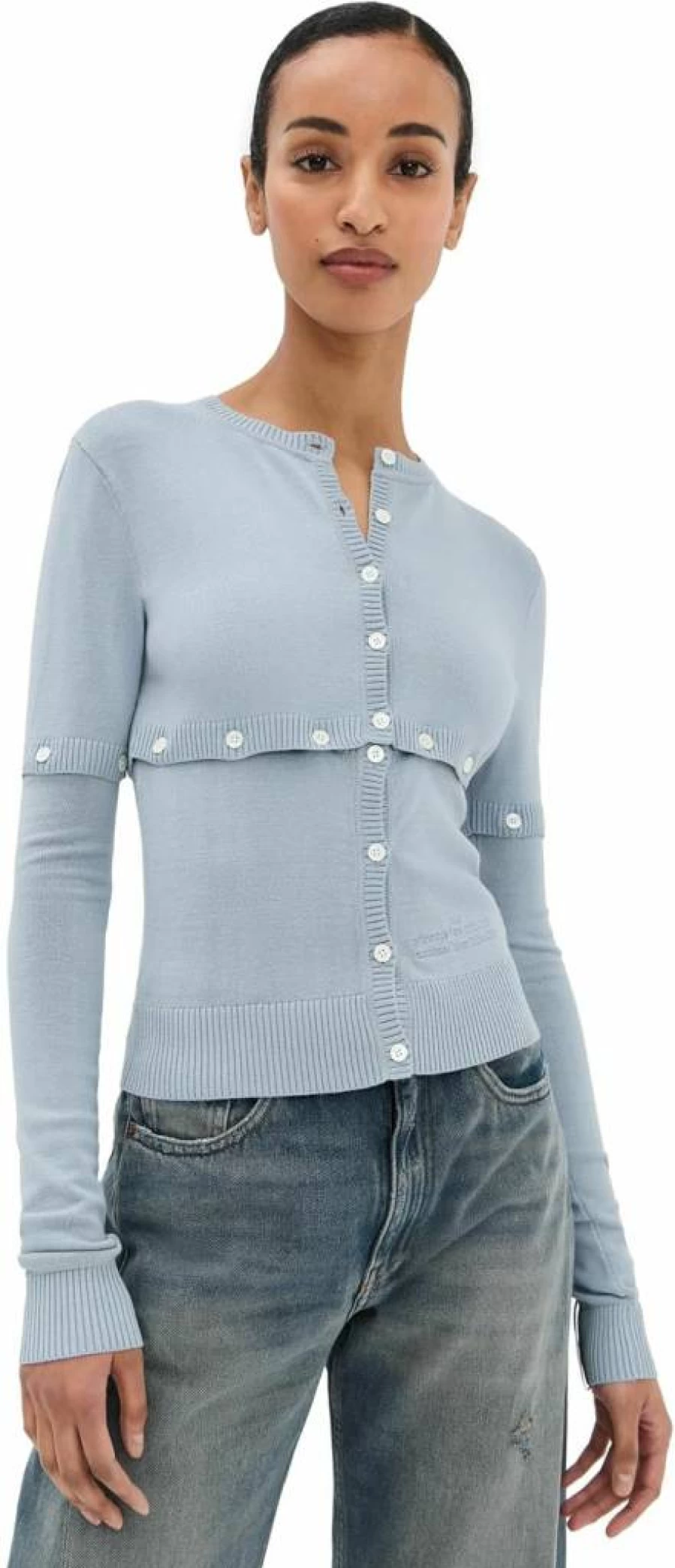 ROKH Women's Stylish Multi-Button Layered Cardigan Sweater for Fashion Outfits