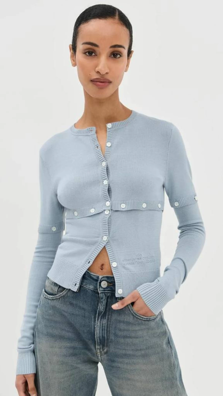 ROKH Women's Stylish Multi-Button Layered Cardigan Sweater for Fashion Outfits
