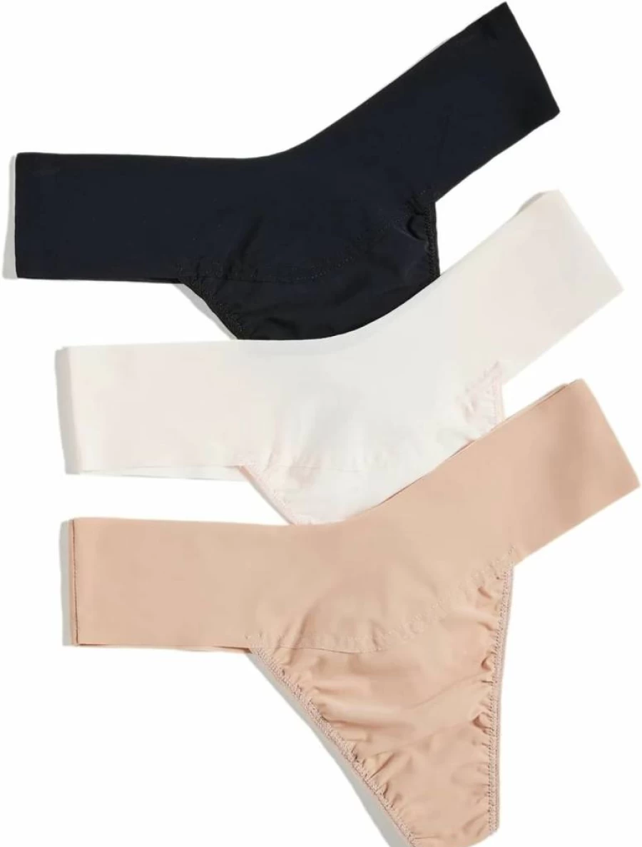 Hanky Panky Women's Breathesoft Thong Panties 3-Pack | Comfortable Everyday Lingerie | Natural Rise | Sizes XS-XL | Soft Breathable Underwear