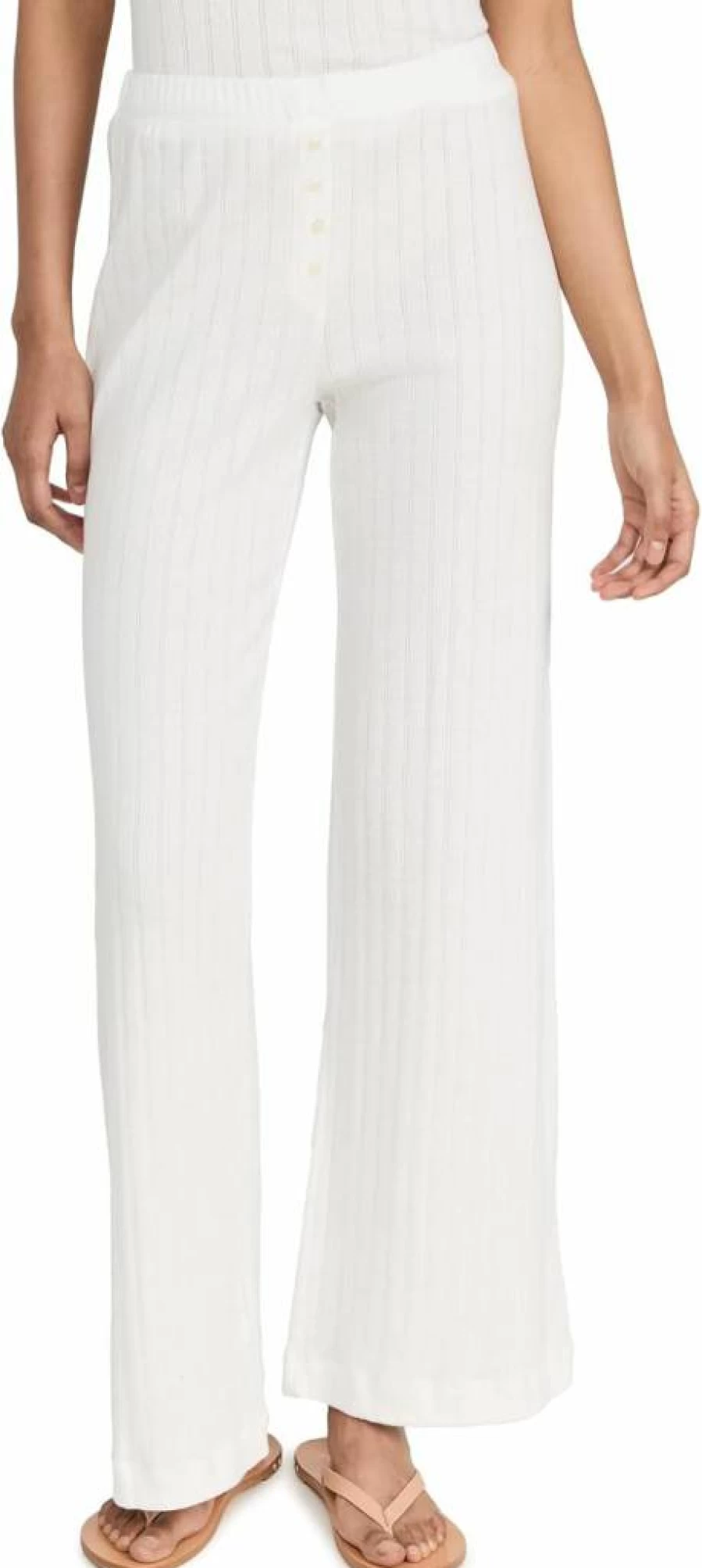 Leset Women's Pointelle Knit Pants - Comfortable & Stylish High-Waisted Trousers