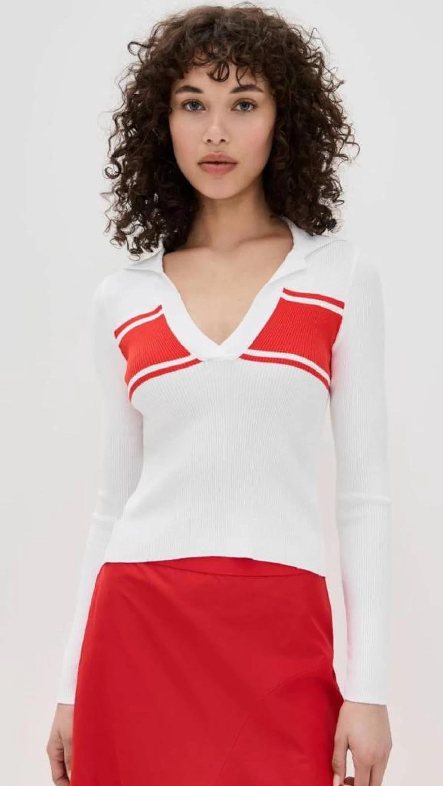 MSGM Women's Striped Long Sleeve Polo Shirt - Classic Collar Pullover Top