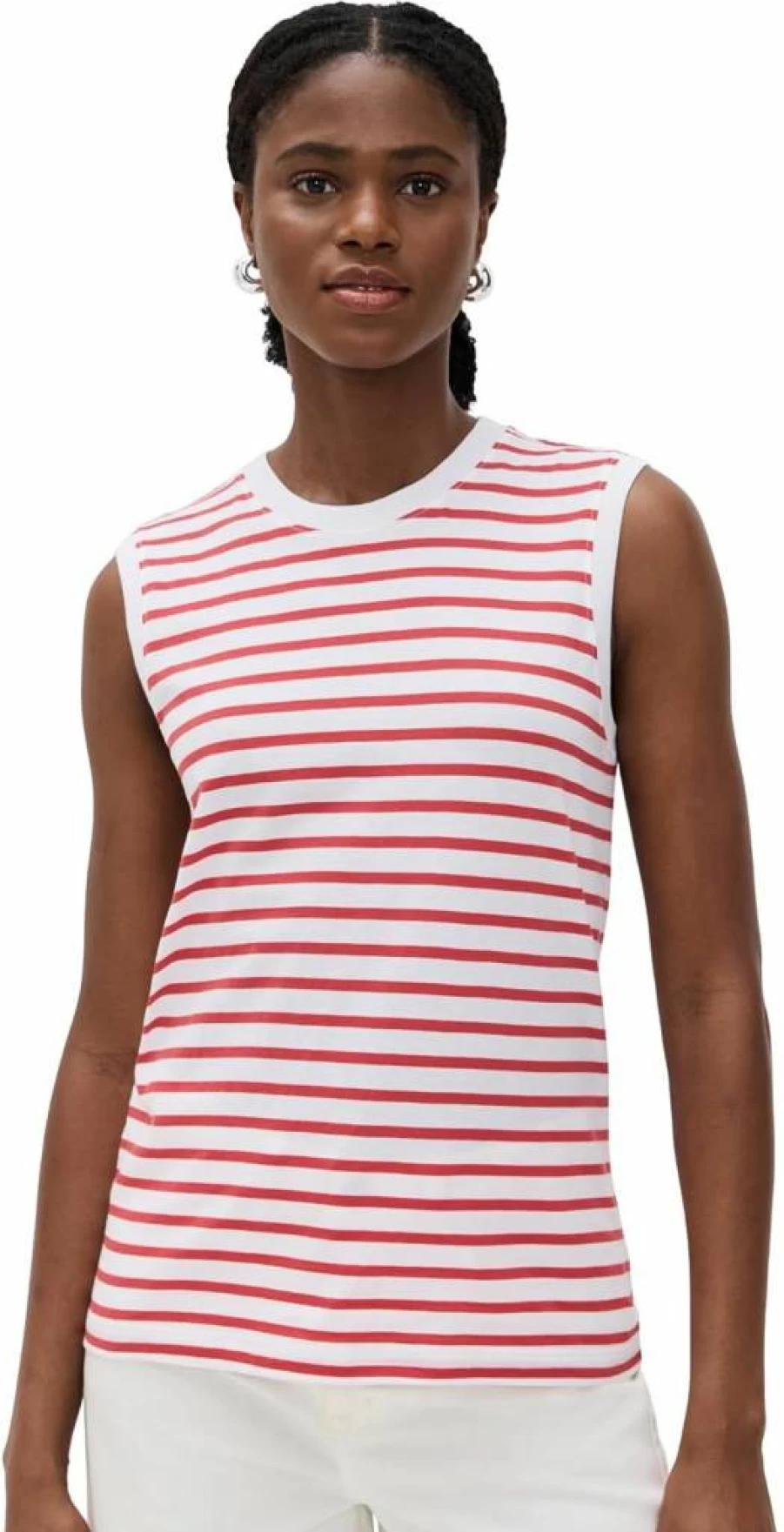 Anthony Thomas Melillo Women's Stripe Classic Jersey Sleeveless Boyfriend Tee