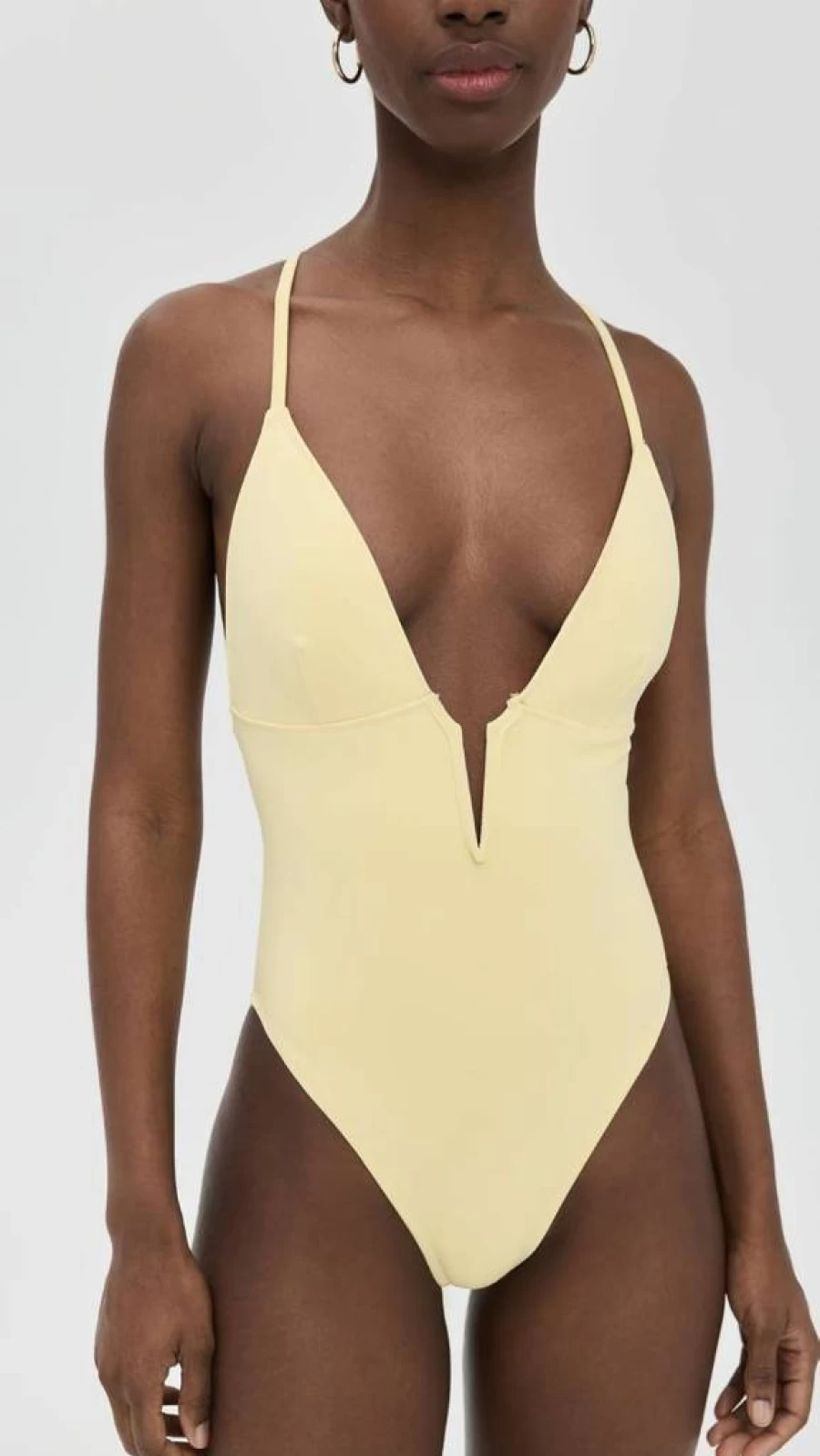 Good American Women's Deep V Neck Compression Swimsuit - Tummy Control One-Piece Bathing Suit