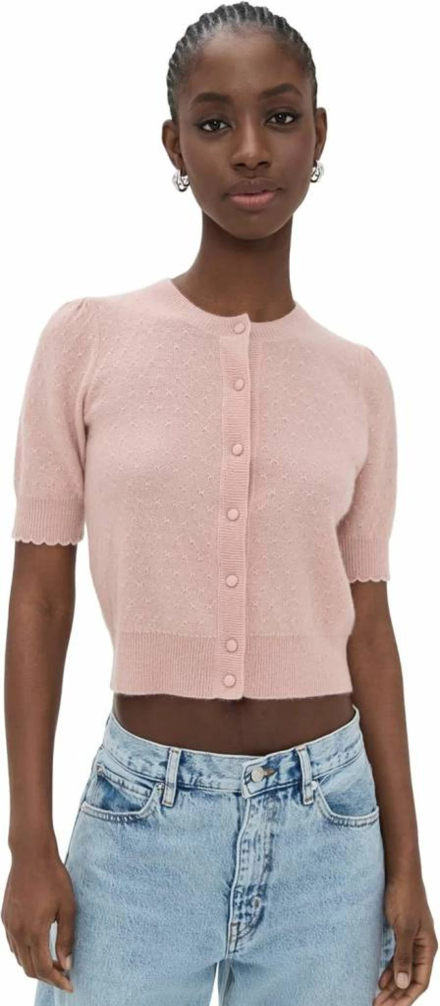 FRAME Women's Cashmere Pointelle Cardigan Sweater
