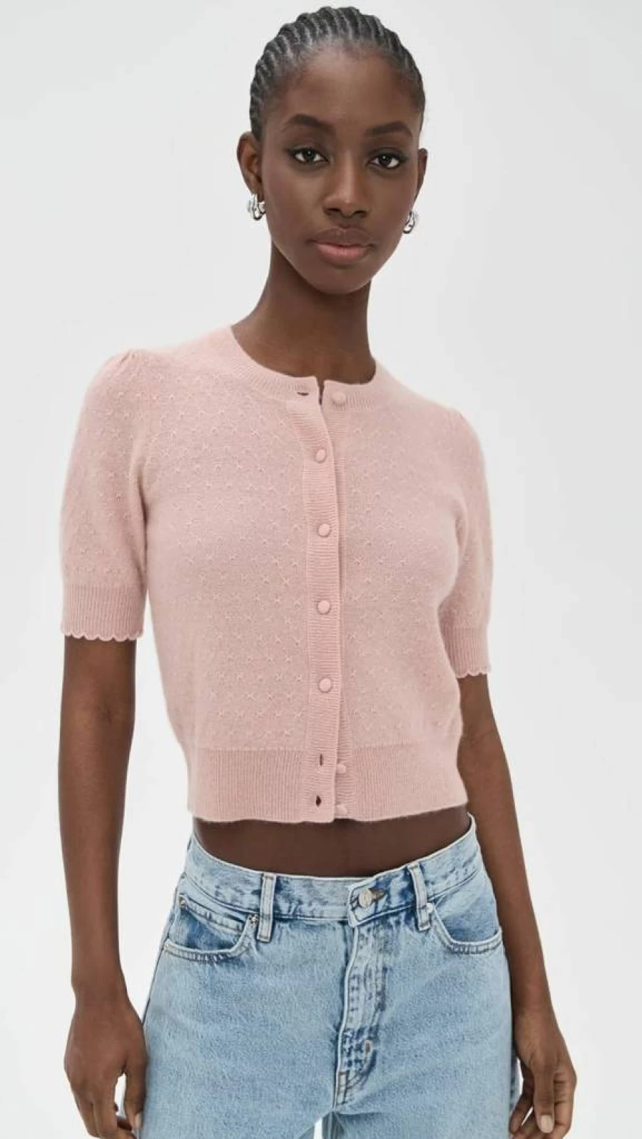 FRAME Women's Cashmere Pointelle Cardigan Sweater