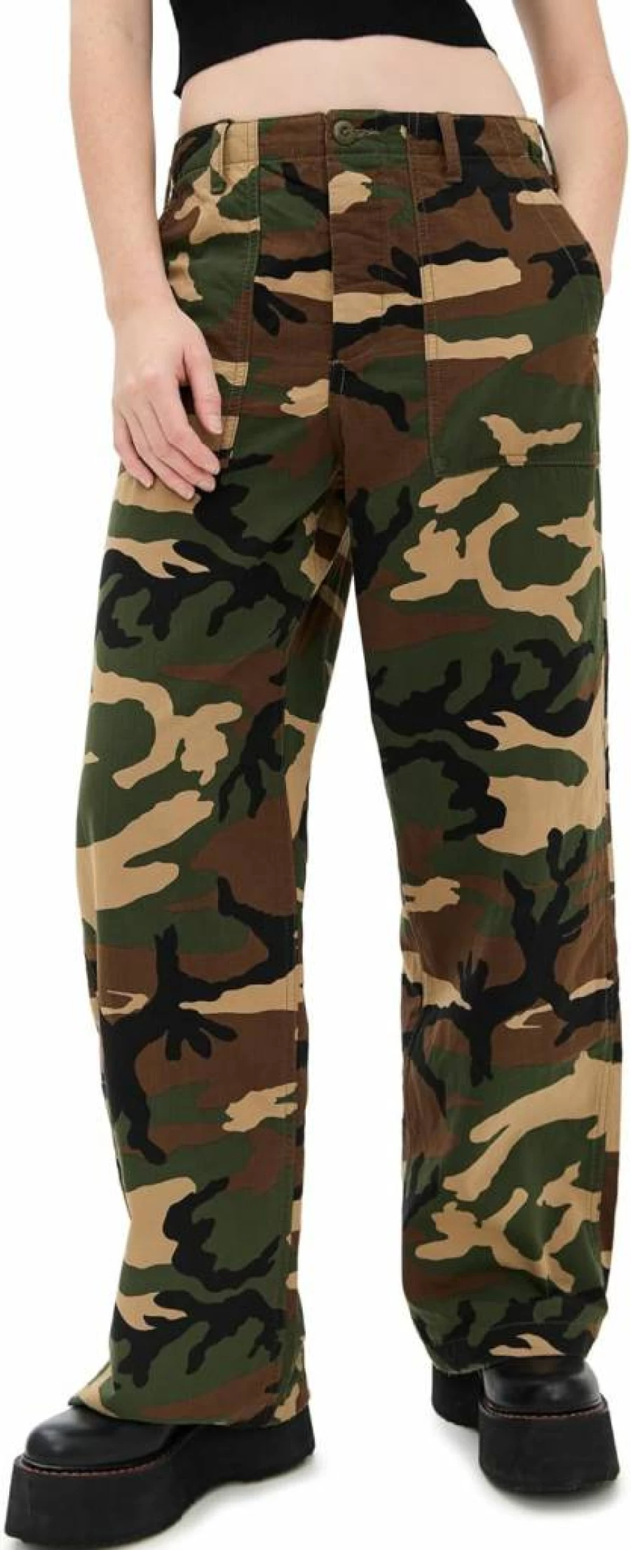 R13 Women's High-Waisted Wide Leg Utility Pants - Stylish Cargo Pants with Pockets for Fashionable Outfits
