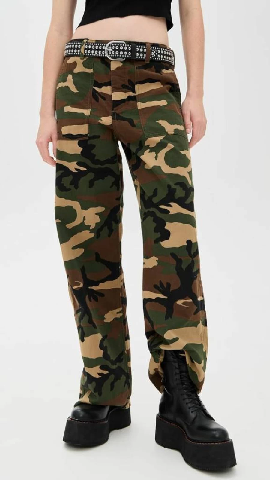 R13 Women's High-Waisted Wide Leg Utility Pants - Stylish Cargo Pants with Pockets for Fashionable Outfits
