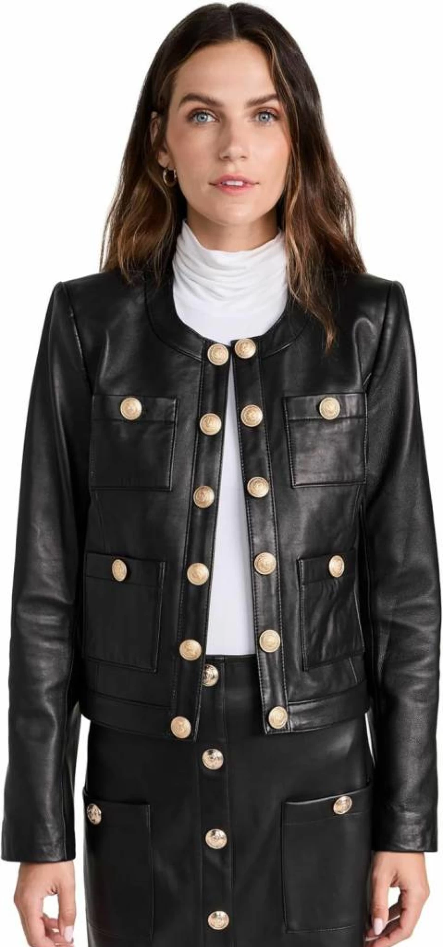 L'AGENCE Women's Jayde Collarless Jacket - Stylish Casual Blazer for Women