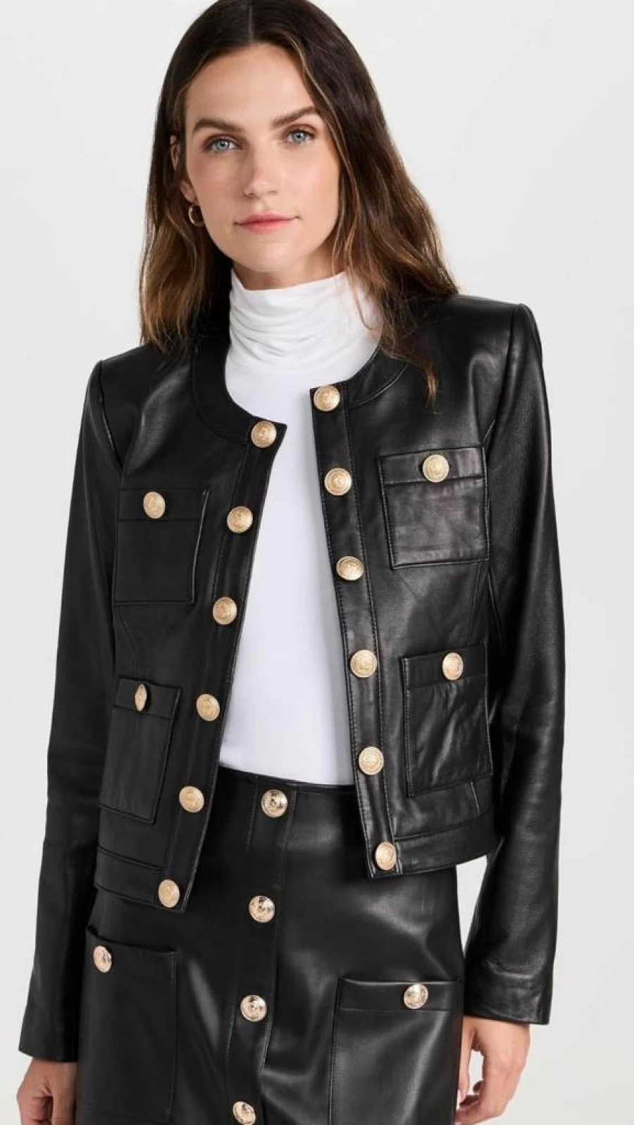 L'AGENCE Women's Jayde Collarless Jacket - Stylish Casual Blazer for Women