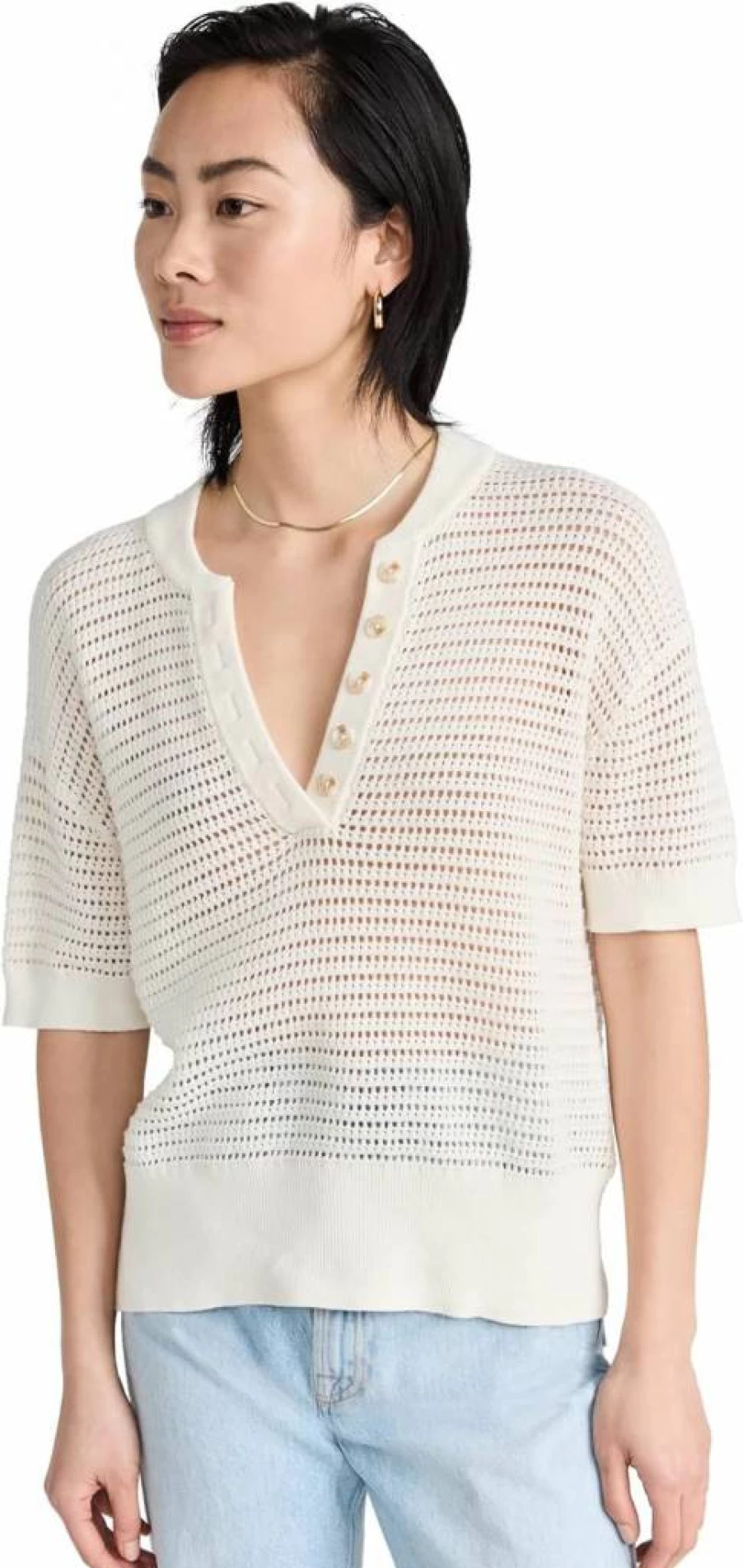 Varley Women's Callie Knit Top - Soft Comfortable Casual Stretch Fit T-Shirt