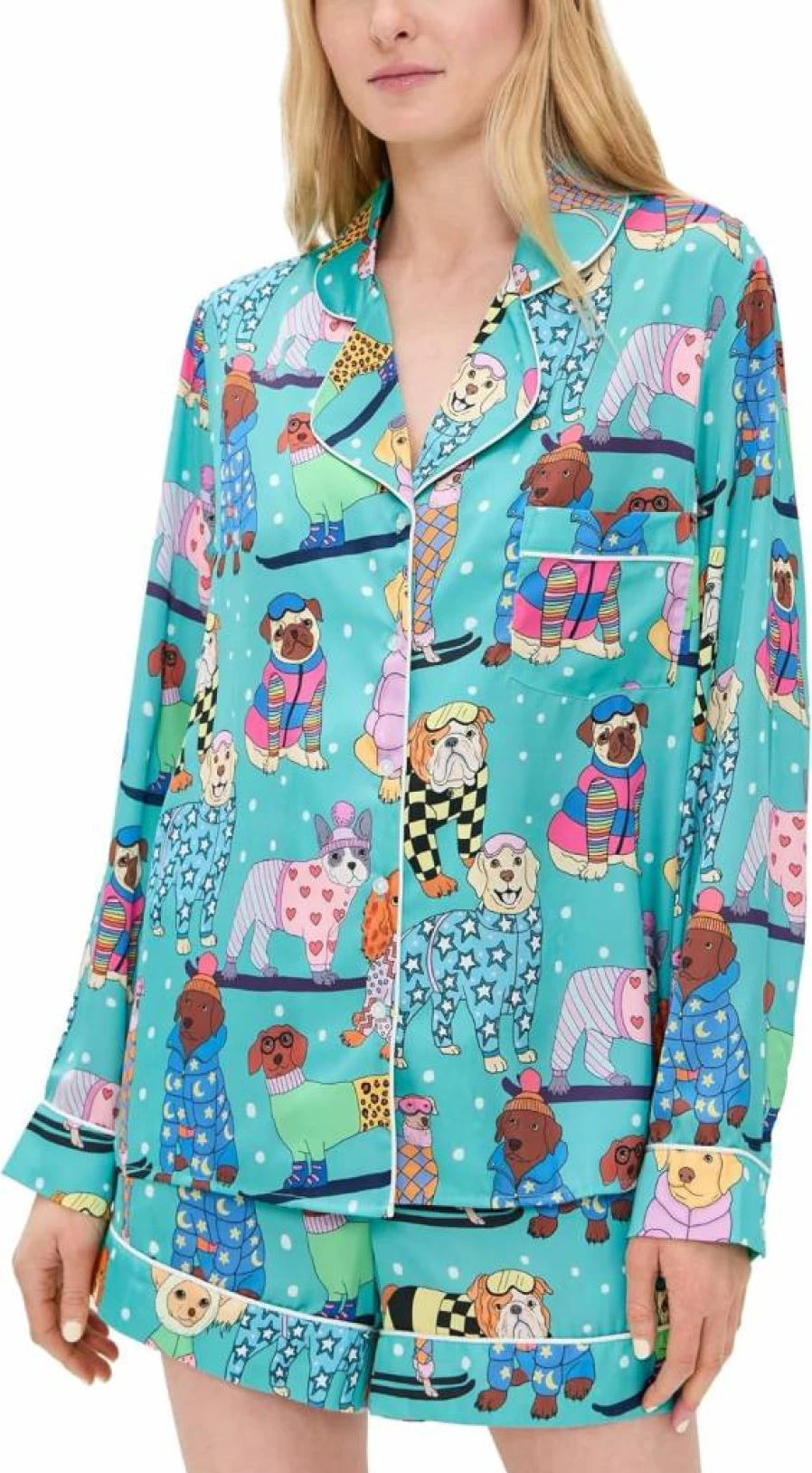 Karen Mabon Women's Dog Print Short Pajama Set - Cozy Sleepwear for Dog Lovers