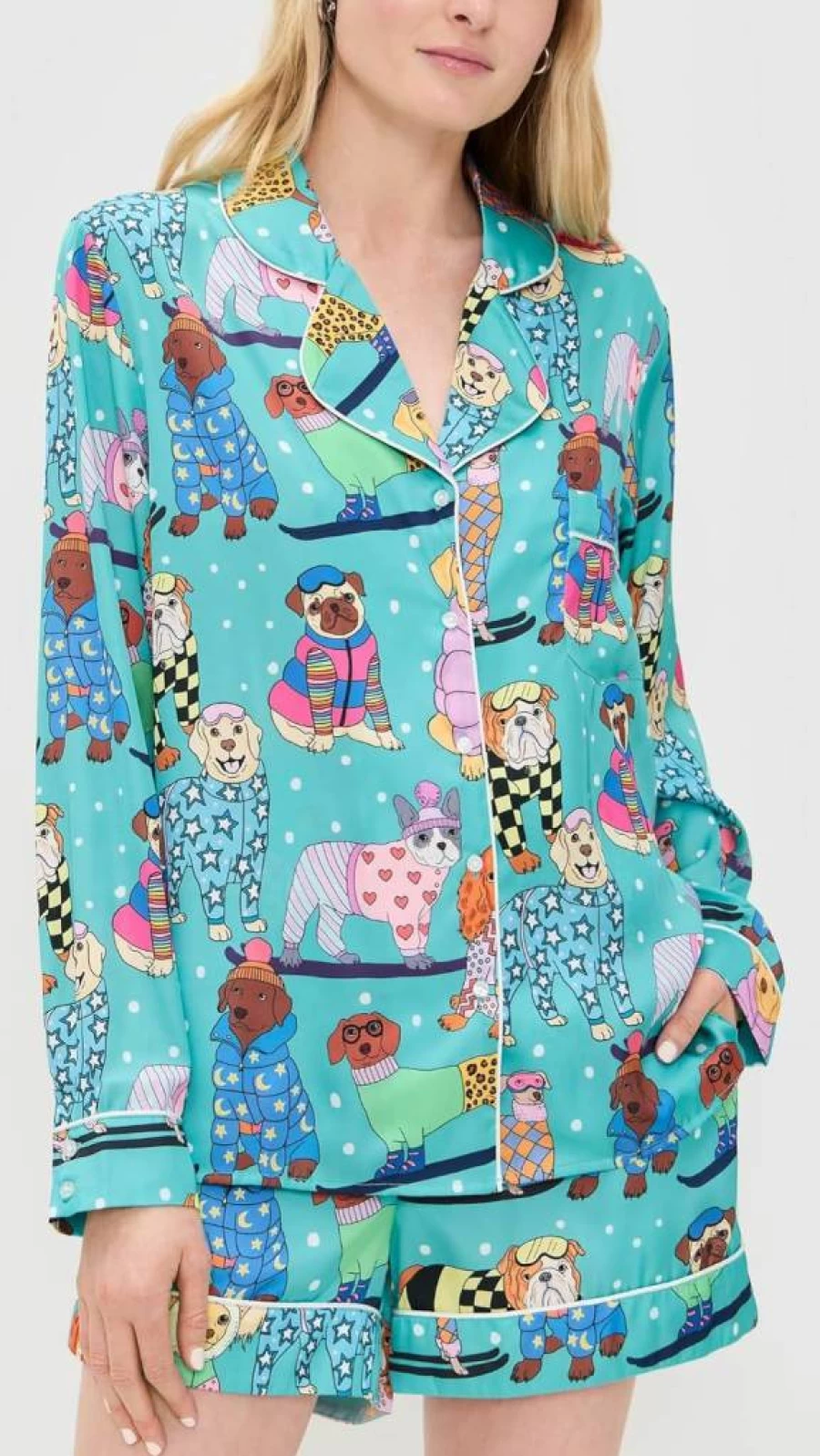 Karen Mabon Women's Dog Print Short Pajama Set - Cozy Sleepwear for Dog Lovers