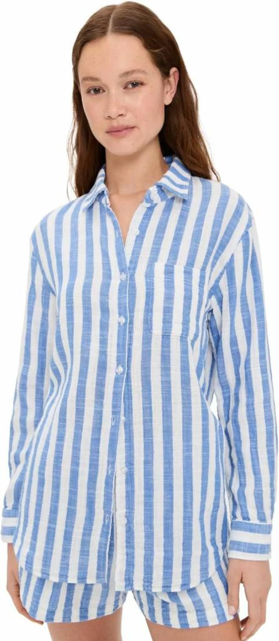 Z SUPPLY Women's Saturdays Striped Button-Down Shirt Casual Comfort Fit Top