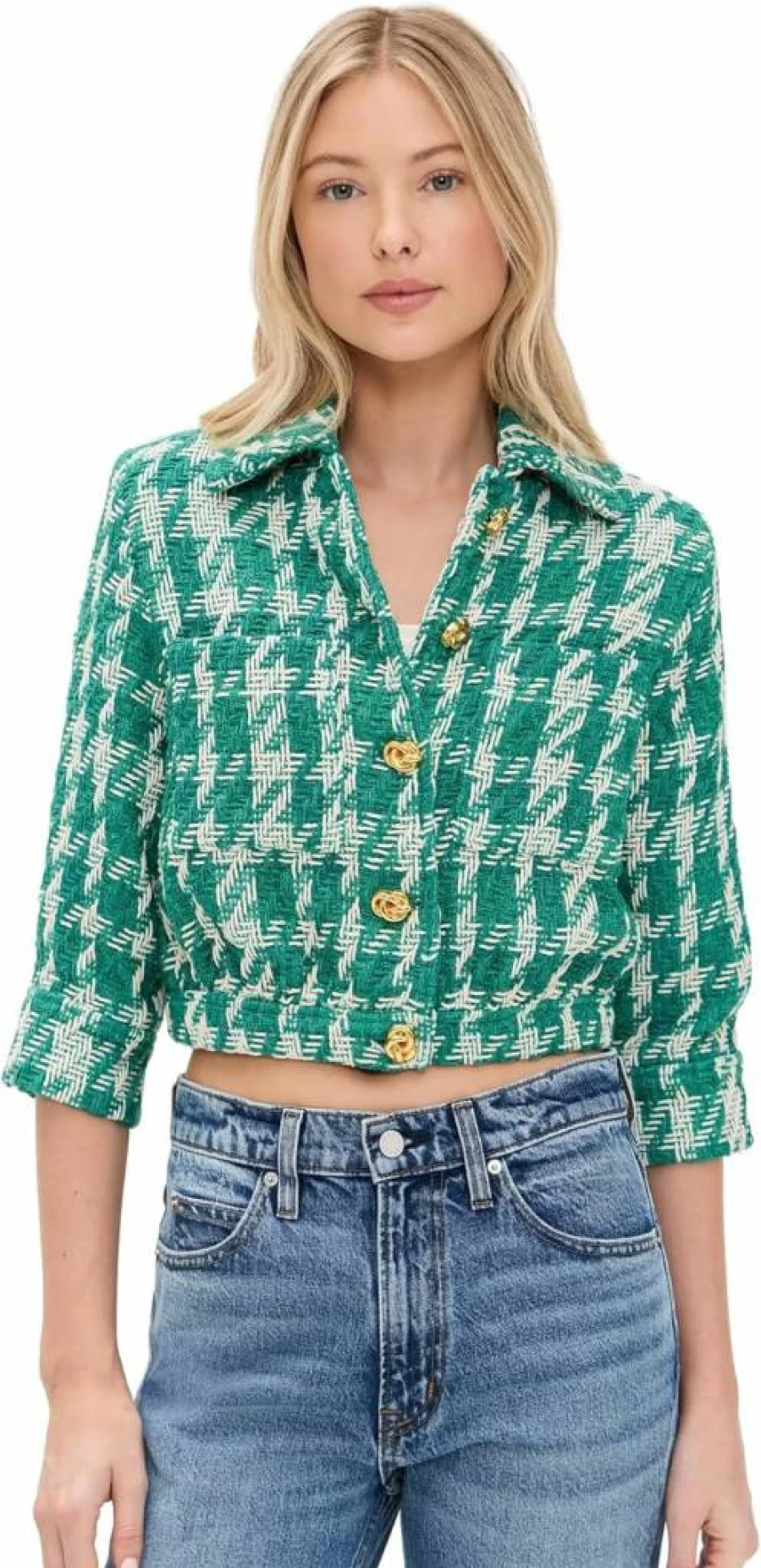 L'AGENCE Women's Jia Cropped Jacket with 3/4 Sleeves - Stylish Casual Blazer