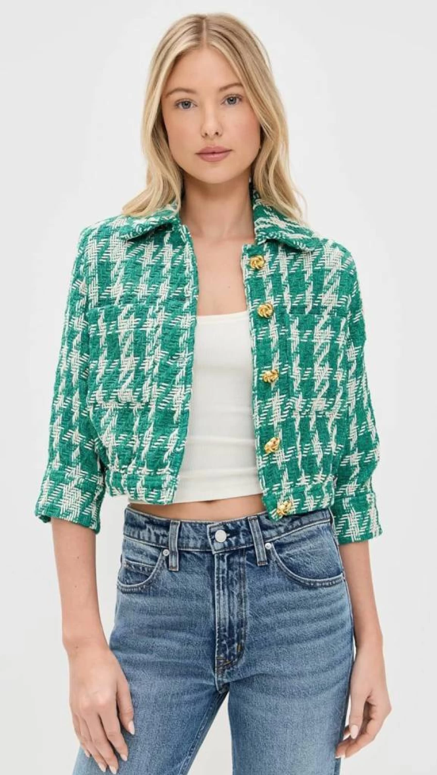 L'AGENCE Women's Jia Cropped Jacket with 3/4 Sleeves - Stylish Casual Blazer