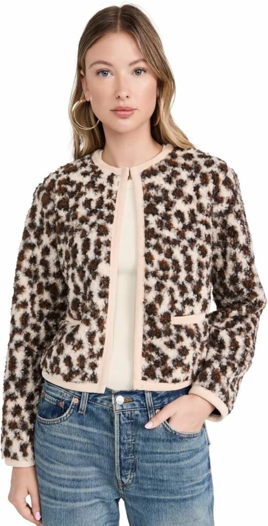 Endless Rose Women's Leopard Print Sherpa Lined Jacket Cozy Winter Coat