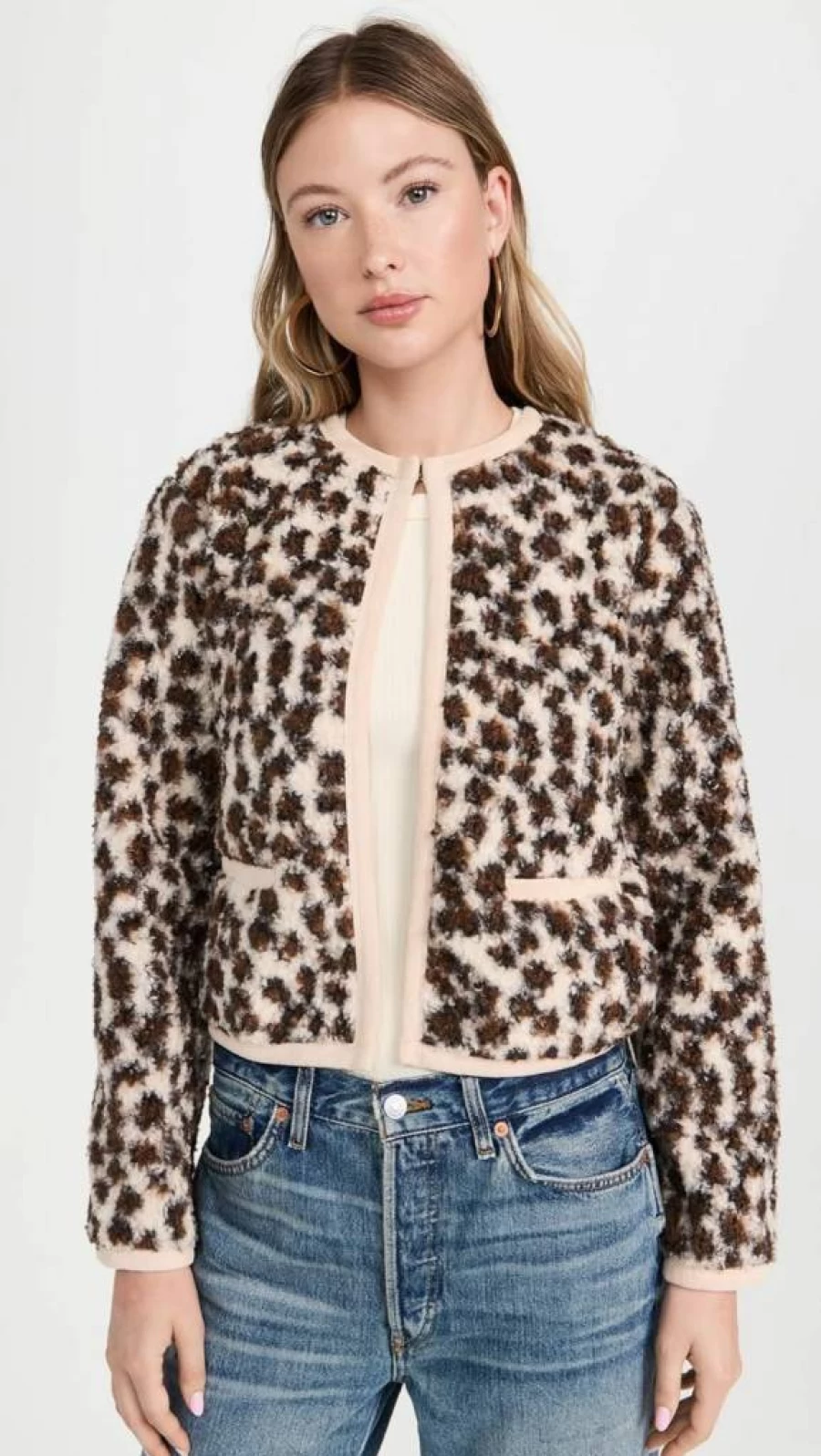 Endless Rose Women's Leopard Print Sherpa Lined Jacket Cozy Winter Coat