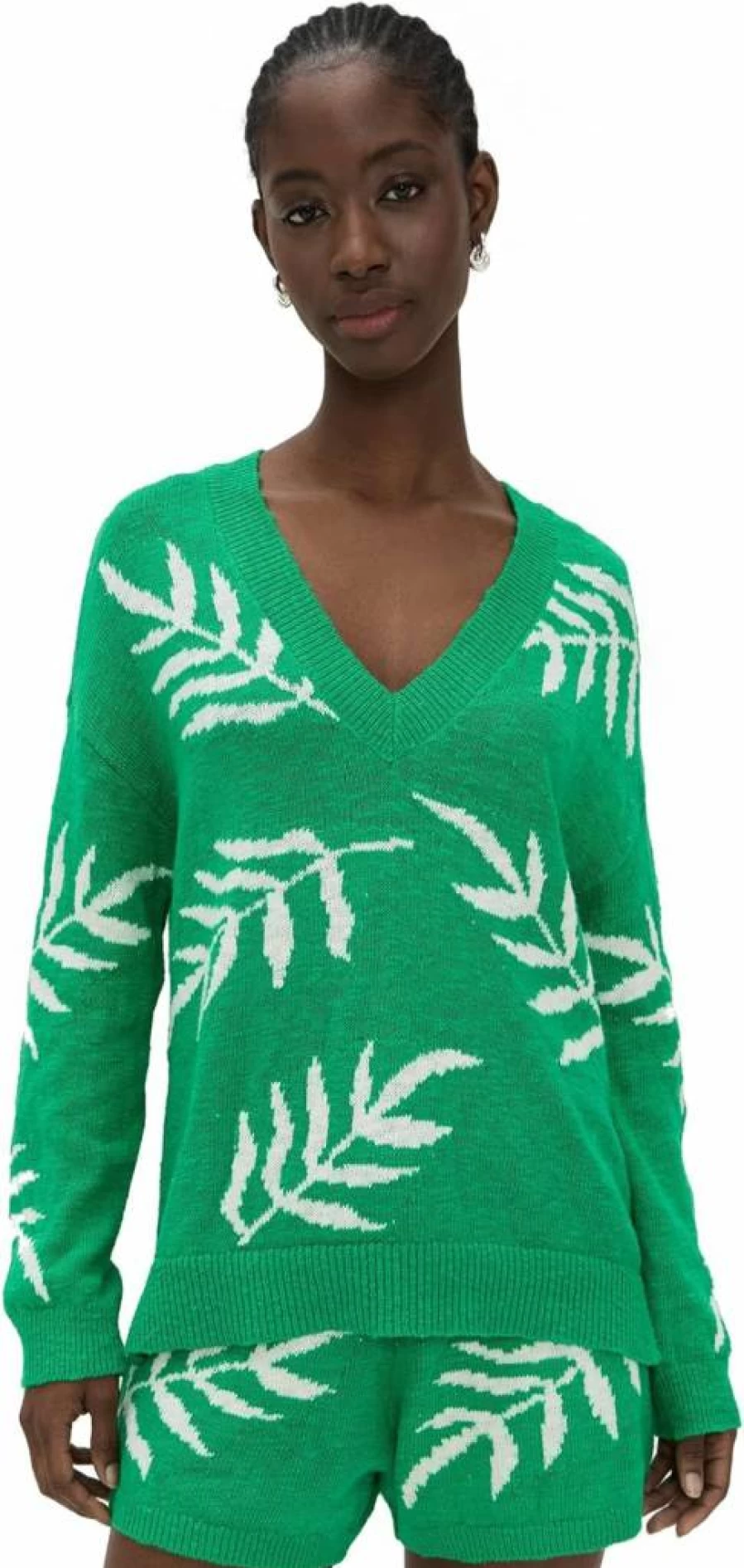 PJ Salvage Women's Cozy Palm Knit Sweater - Soft Casual Pullover for Women
