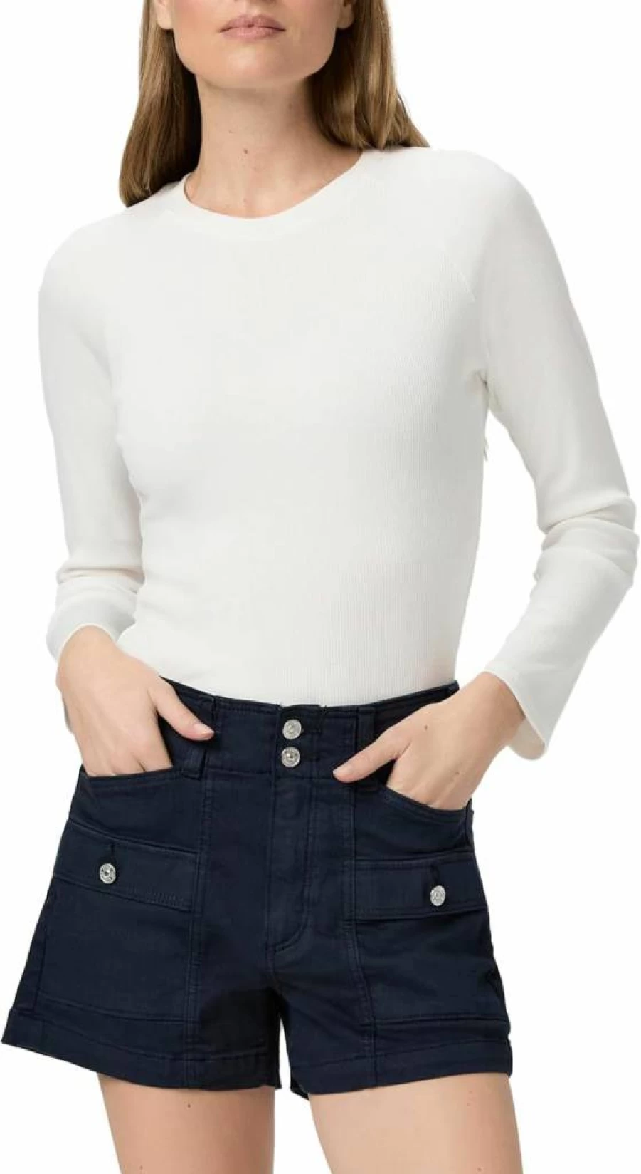 PAIGE Women's Olivia Cargo Shorts | High-Waisted Casual Shorts with Pockets | Denim & Comfort Fit