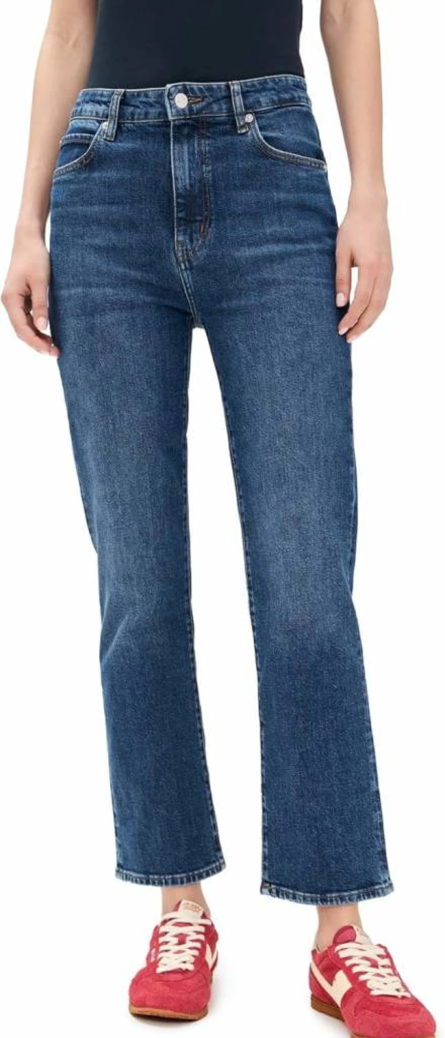 FRAME Women's The Ruler High-Waisted Crop Jeans - Distressed Denim Shorts