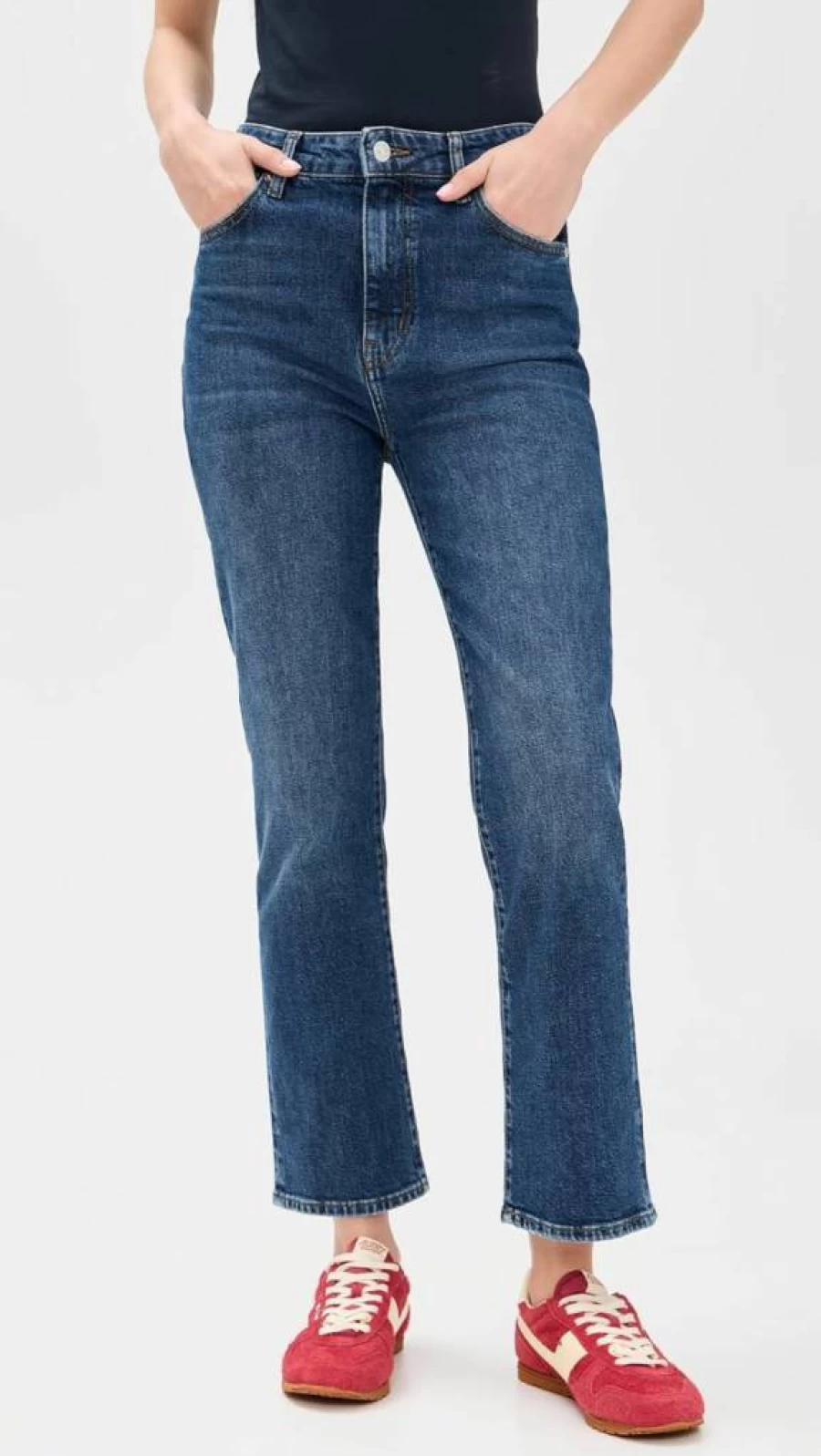 FRAME Women's The Ruler High-Waisted Crop Jeans - Distressed Denim Shorts
