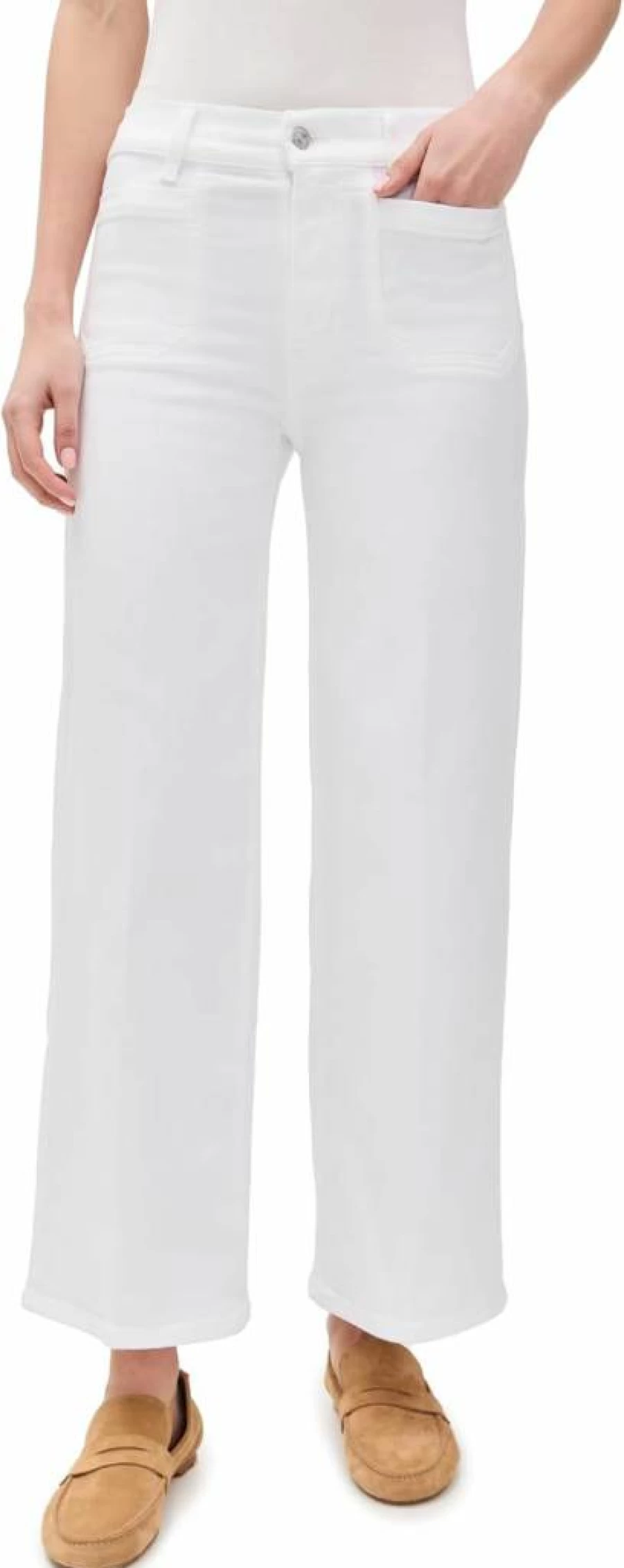 FRAME Women's High-Waisted Slim Palazzo Jeans with Pockets - Modernist Denim Style