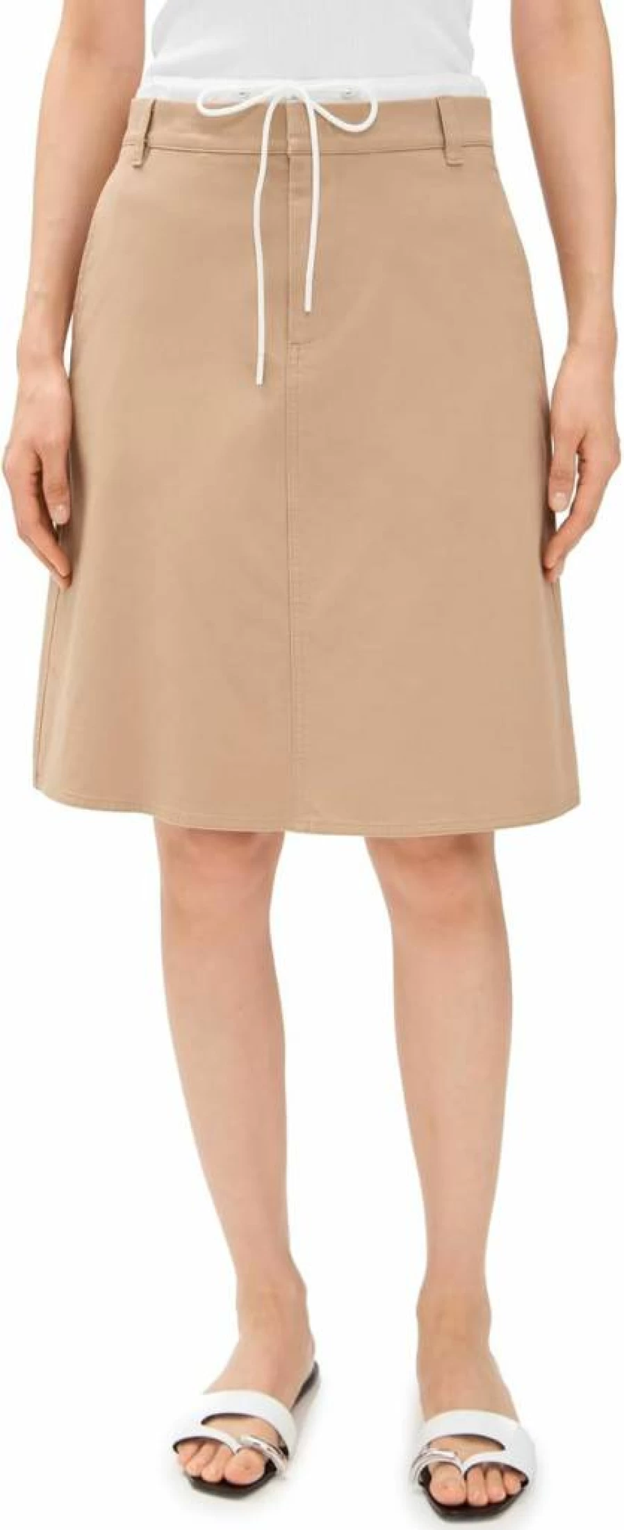 Vince Women's Double Waistband Midi Skirt - Elegant Mid Rise Style