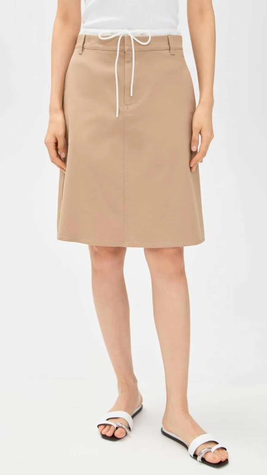 Vince Women's Double Waistband Midi Skirt - Elegant Mid Rise Style